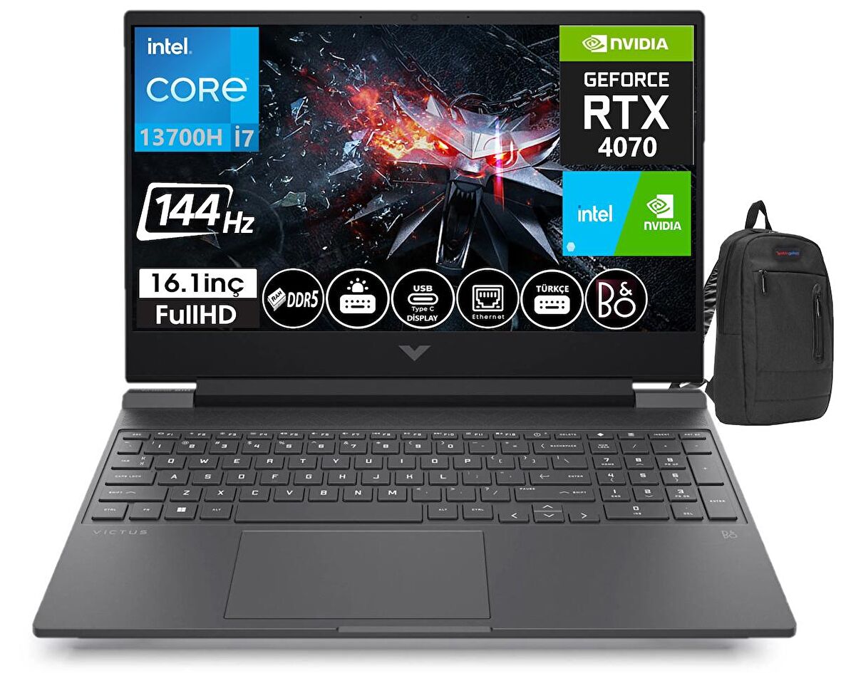 HP Victus 16-R0006NT İntel Core i7 13700H 32gb DDR5 1tb SSD 8GB RTX4070 16.1 İnç 144Hz IPS FHD Windows11Home Taşınabilir Bilgisayar VİCTUS7P632EA14+WeblegelsinÇanta