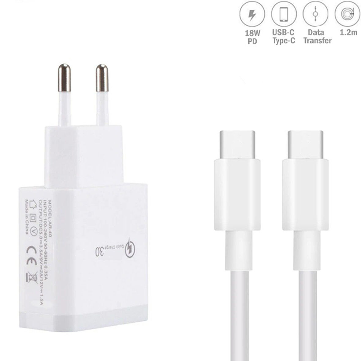 Type-C To Usb-C Şarj Cihazı 18W 3A 1.2mt  Xiaomi Samsung Huawei Oppo Honor Realme Uyumlu Şarz Aleti