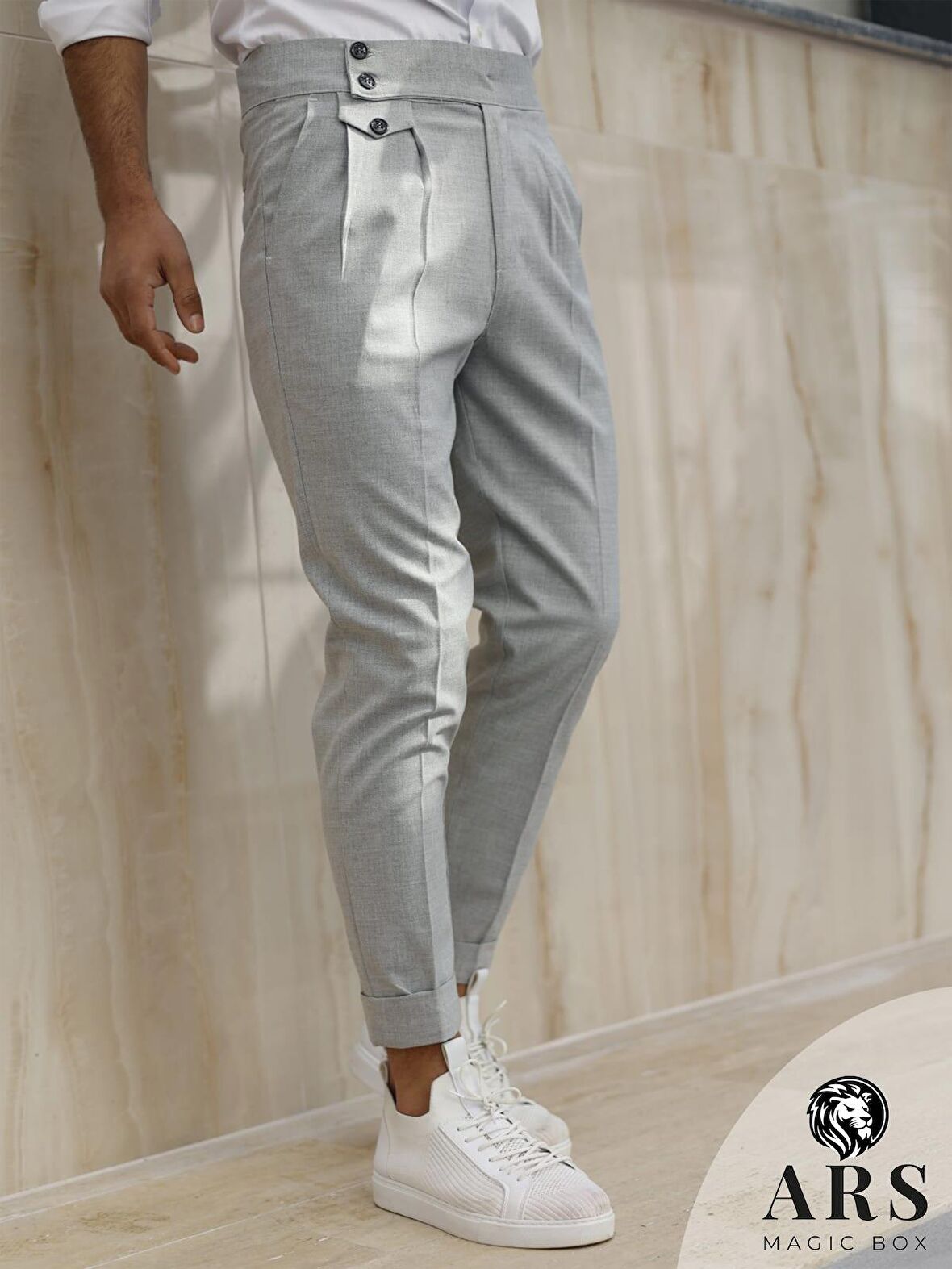 ARS MAGİC BOX YENİ SEZON PAMUK BAGGY ÇİFT PİLELİ RAHAT KESİM VE METAL TOKALI STANDART BOY PANTALON