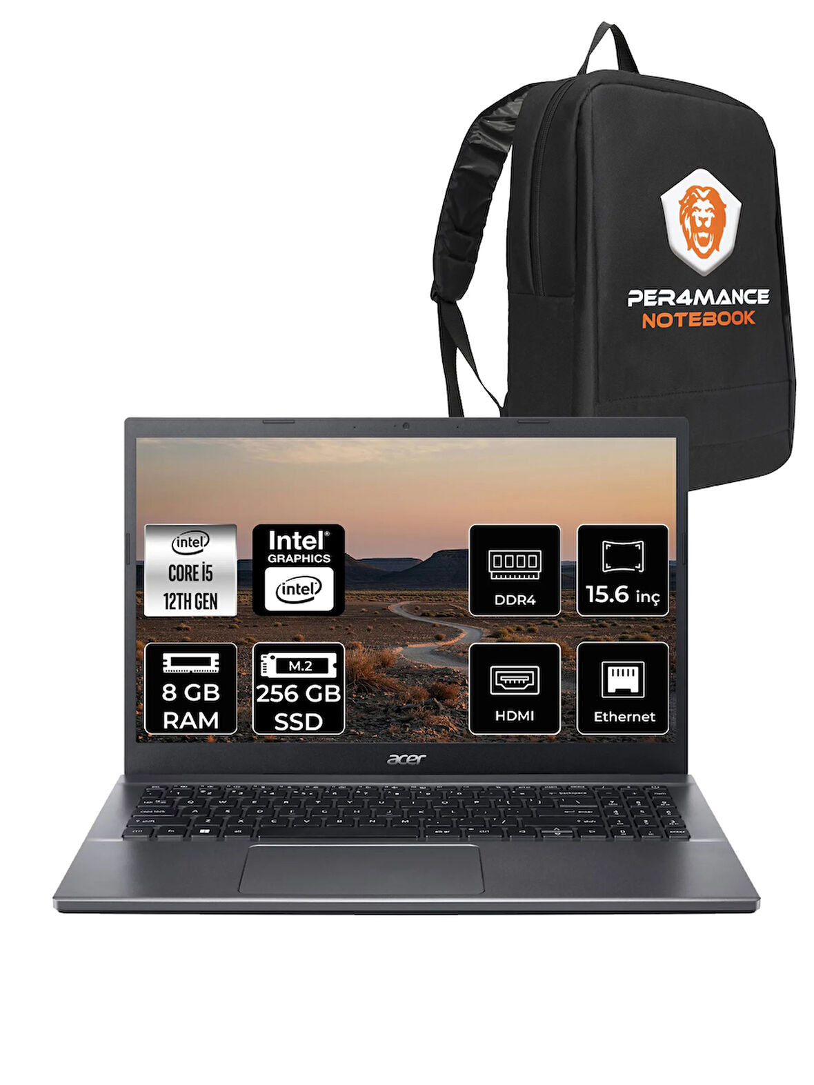 Acer Extensa 15 EX215-55 i5-1235U 8GB RAM 256GB SSD 15.6'' FHD FDOS Dizüstü Bilgisayar & PER4 ÇANTA