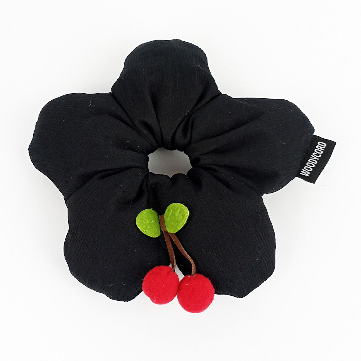 Woodycord El Yapımı Siyah Scrunchies Toka - Kiraz