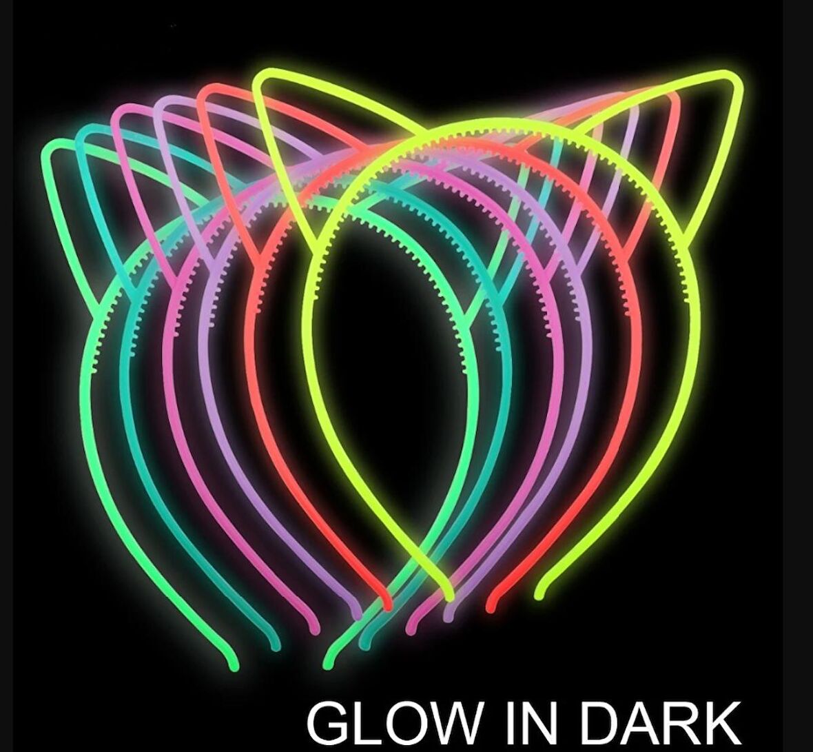 Karanlıkta Yanan Glow Kedi Kulağı Kedi Tacı Renkli 6 Adet (3984)