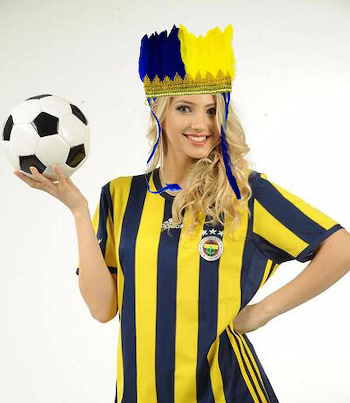 Sarı Lacivert Fenerbahçe Taraftar Tüylü Saç Bandı (3984)