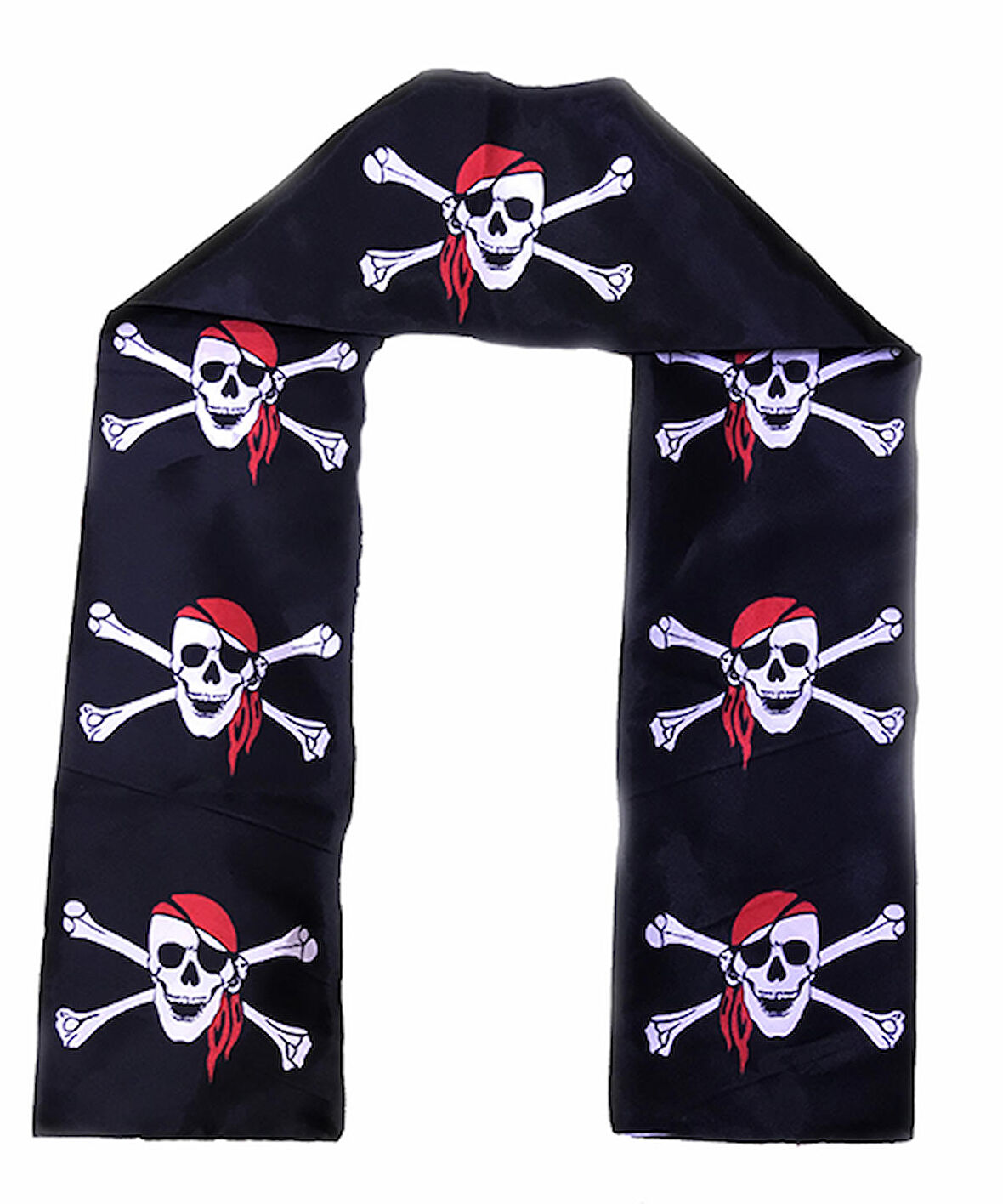 Siyah Renk Korsan Baskılı Atkı Banner Dekor 150x17 cm (3984)