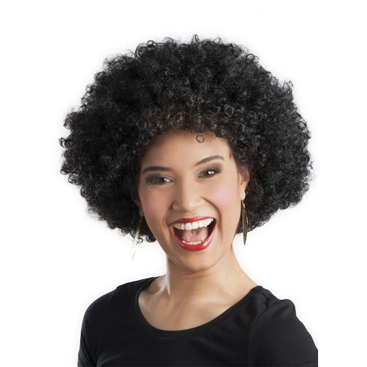 Siyah Renk Kıvırcık Afro Bonus Peruk Parti Peruğu (3984)