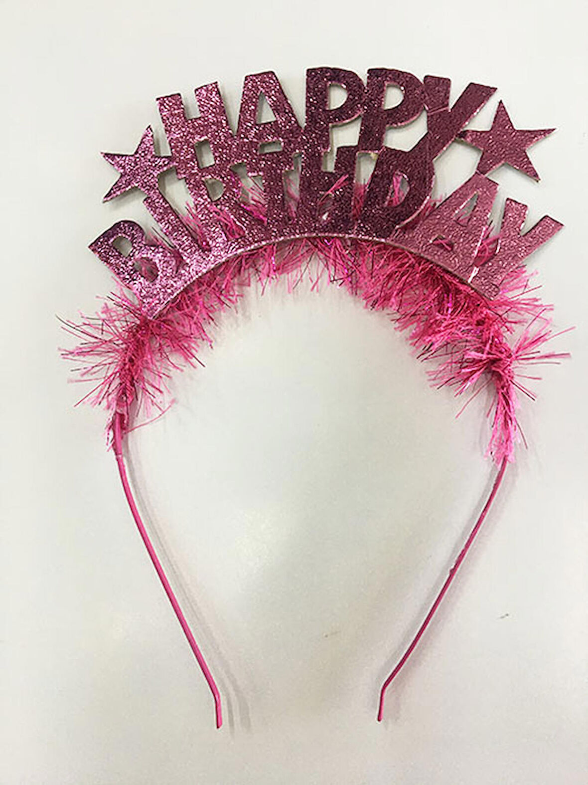 Happy Birthday Yazılı Metalize Pembe Renk Parti Tacı (3984)