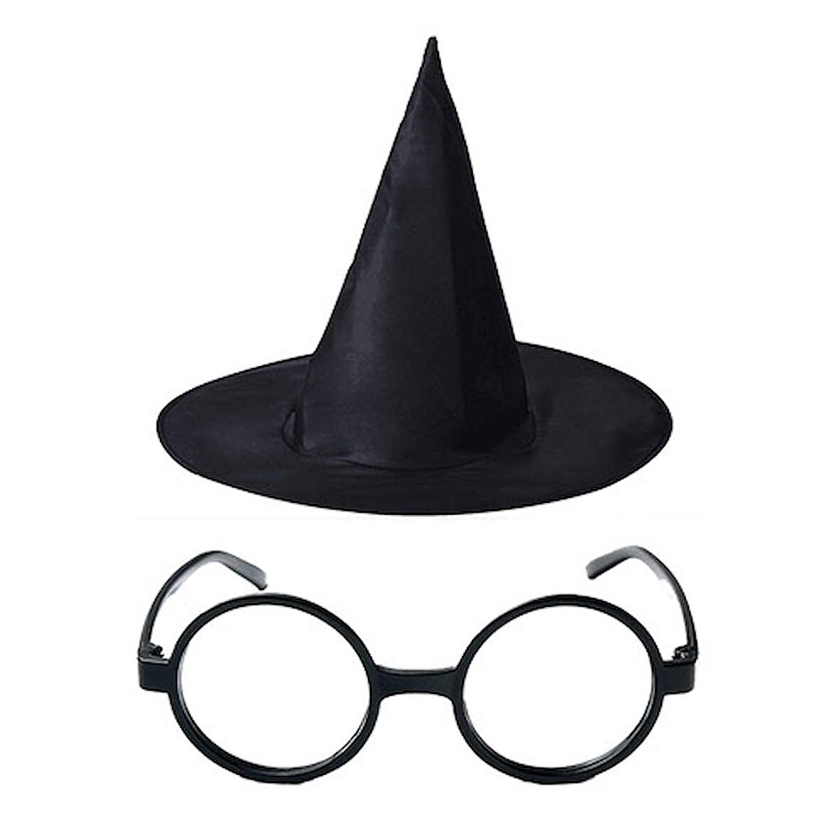 Harry Potter Büyücü Şapkası ve Harry Potter Büyücü Gözlüğü Siyah Renk (3984)