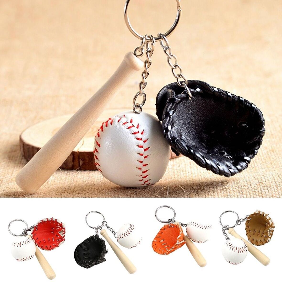 Gerçekçi Beyzbol Tasarımlı Şık Anahtarlık Kolye Çanta Süsü Baseball Keychain (3984)