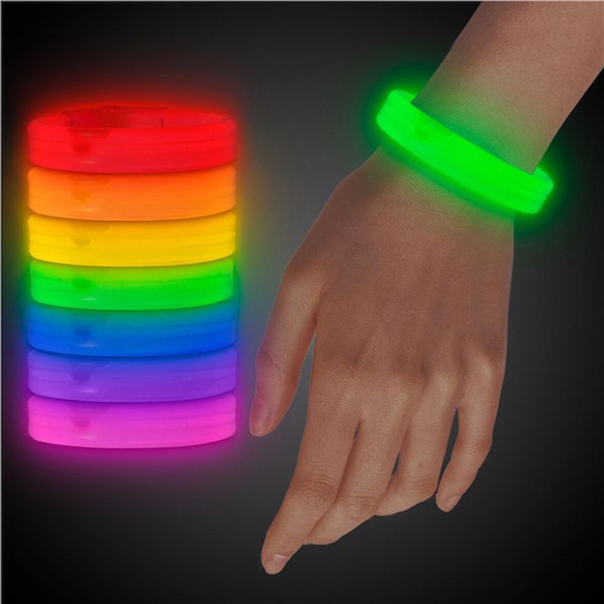 Glow Partisi Glow Stick Ekstra Kalın Fosforlu Bileklik  6 Renk 6 Adet (3984)