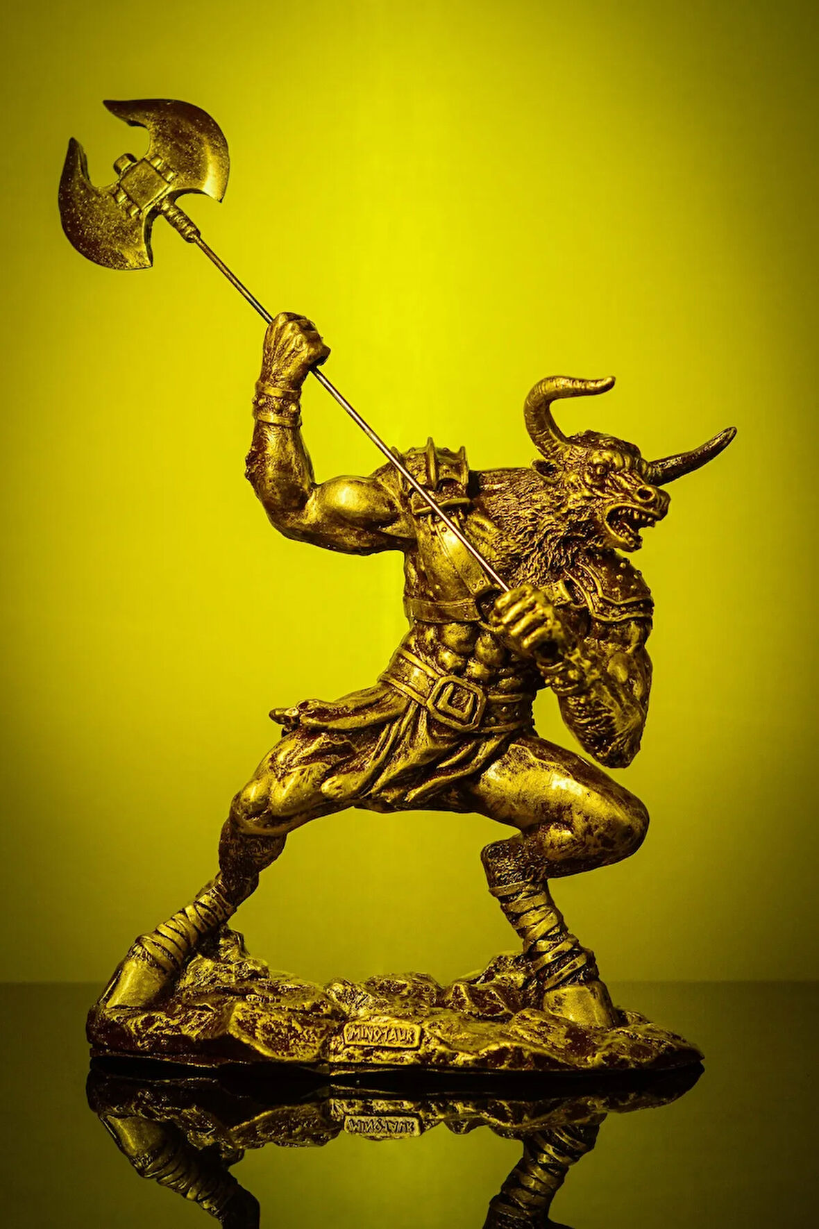 Narçiçeği Takı Özel Tasarım Büyük Boy Minotor Minotauros Altın / Bronz Heykel Biblo