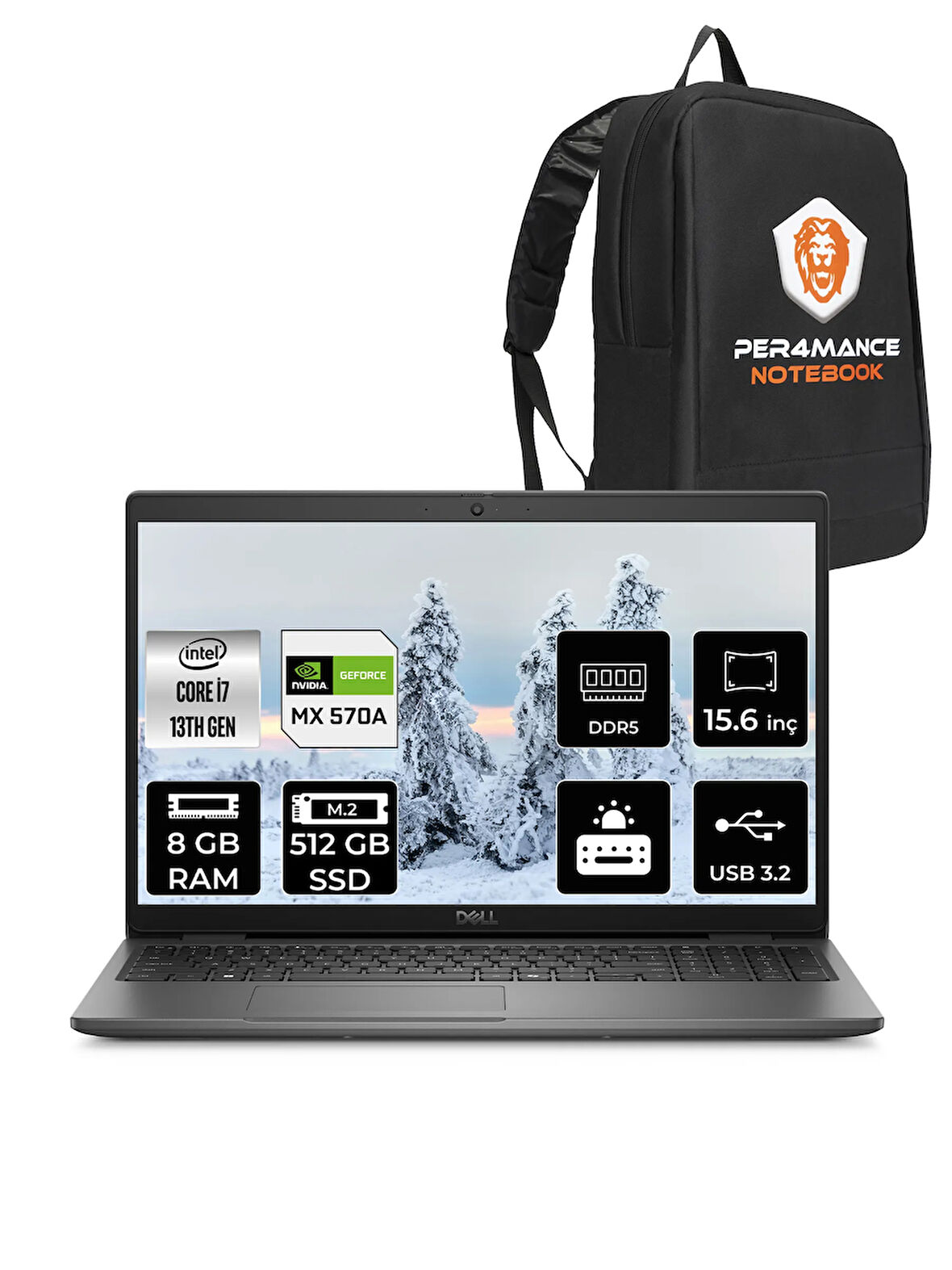 DELL Latitude 3550 i7 1355U 8GB 512GB SSD MX570A/2GB 15.6'' FDOS Dizüstü Bilgisayar & PER4 ÇANTA