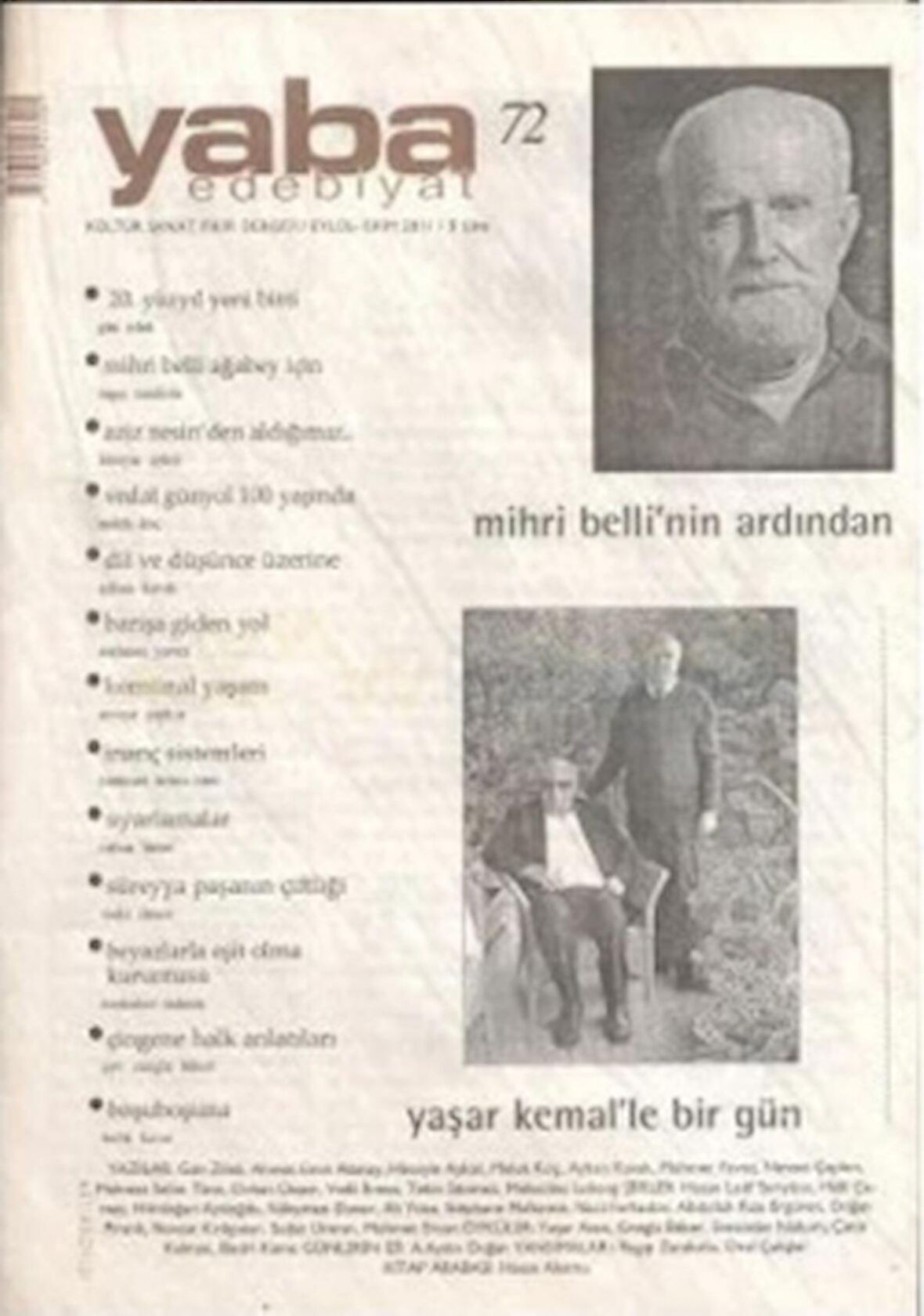 Yaba Edebiyat Dergisi Sayı: 72