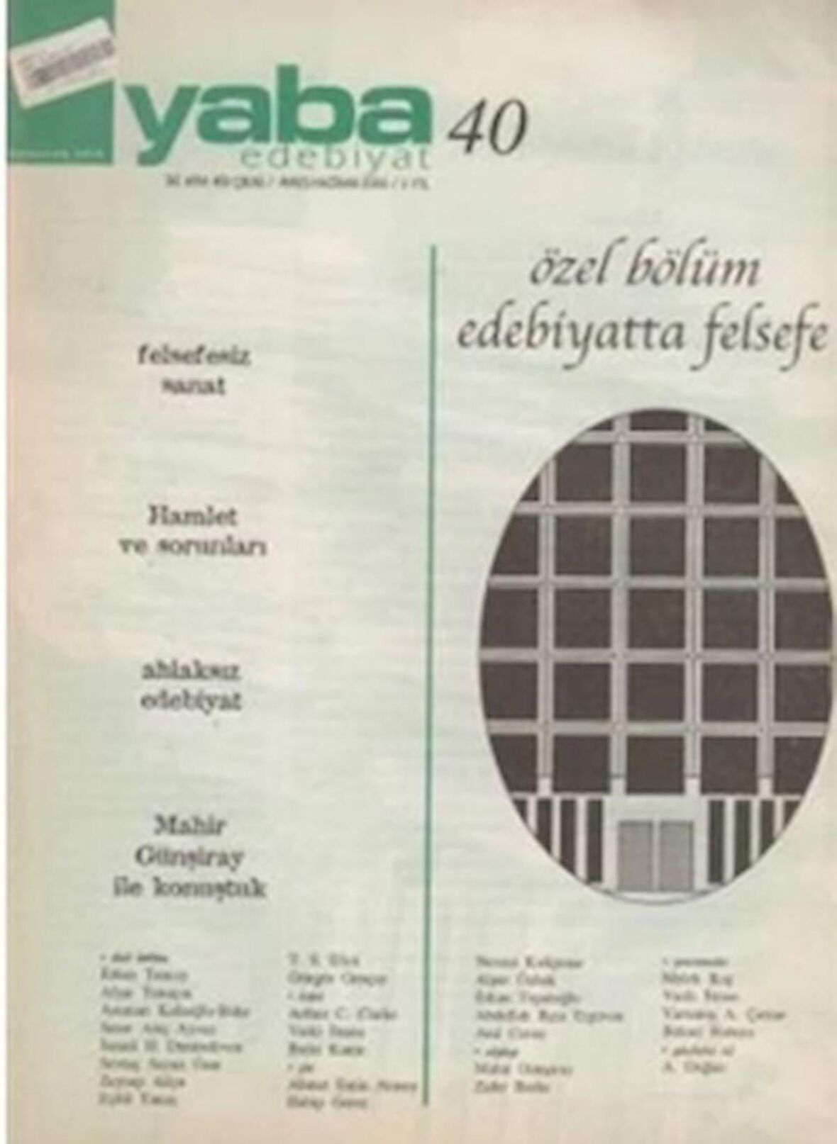 Yaba Edebiyat Dergisi Sayı: 40