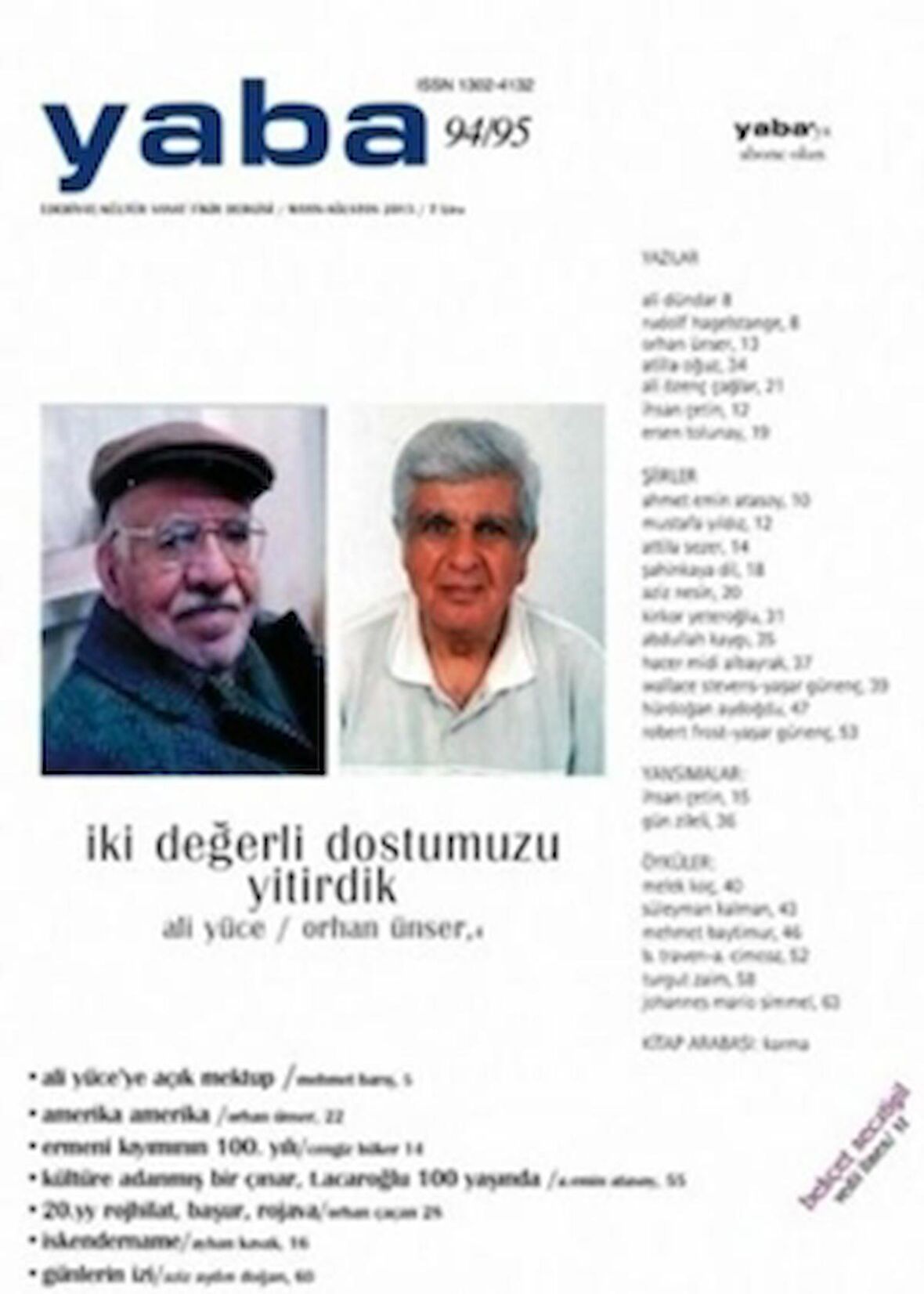 Yaba Edebiyat Dergisi Sayı: 94-95