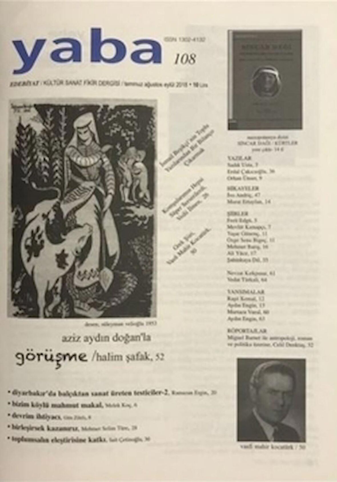 Yaba Edebiyat Dergisi Sayı: 108 Temmuz - Ağustos - Eylül 2018