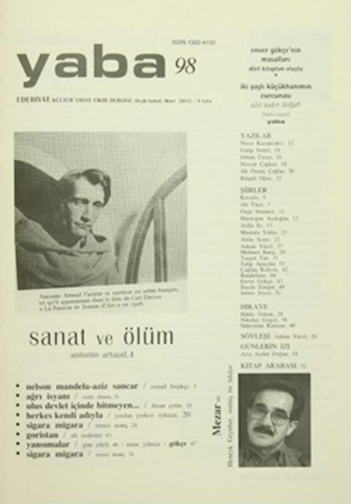 Yaba Edebiyat Dergisi Sayı: 98 Ocak-Şubat-Mart 2016