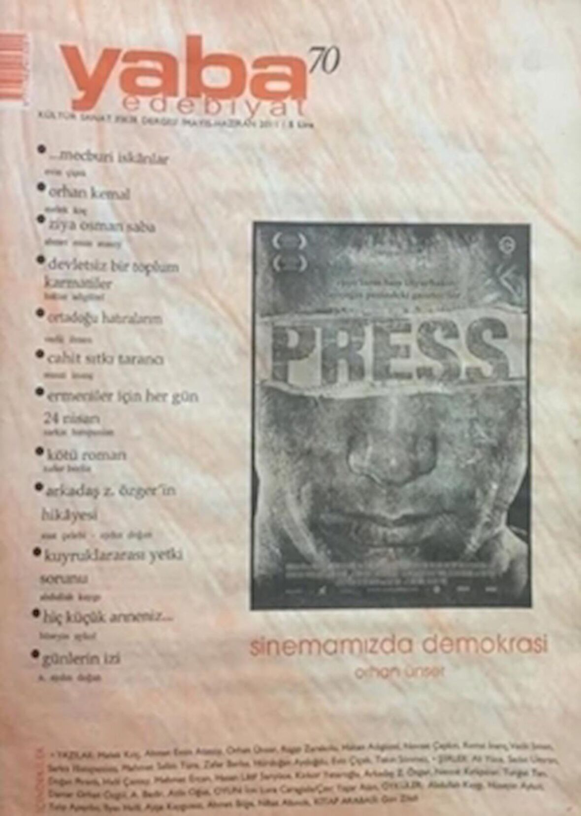 Yaba Edebiyat Dergisi Sayı: 70