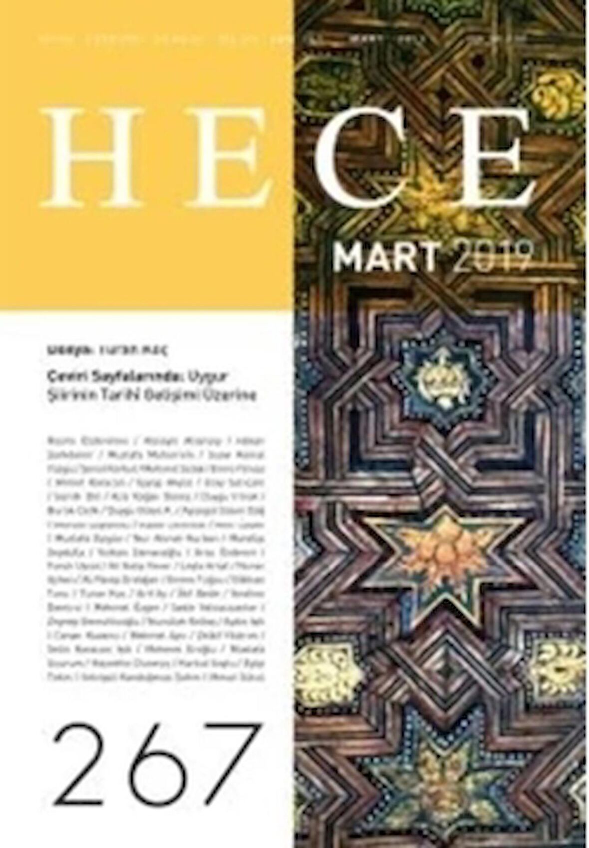 Hece Aylık Edebiyat Dergisi Sayı: 267 Mart 2019