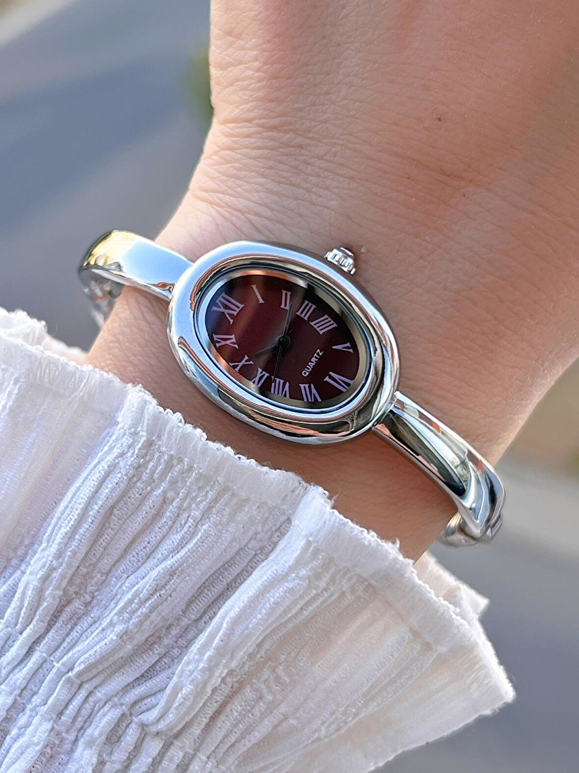 Coliseum Çelik Kordon Cartier Model Elips (Oval) Tasarım Kadın Kol Saati FG.CRT.008