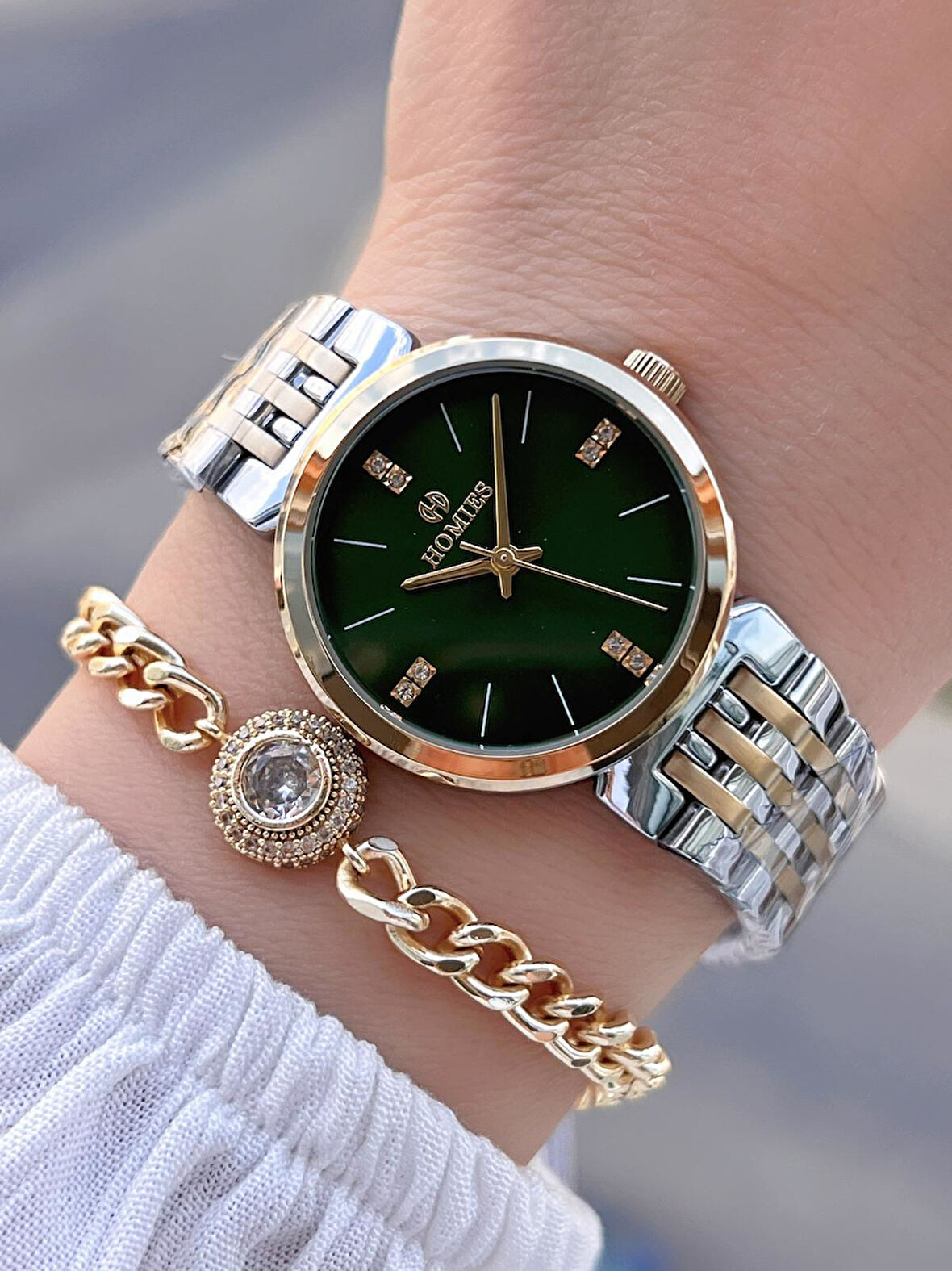 Homies Çelik Kordon 2 Yıl Garantili 30 Mt Suya Dayanıklı Kadın Kol Saati+Bileklik HM.B233240.4