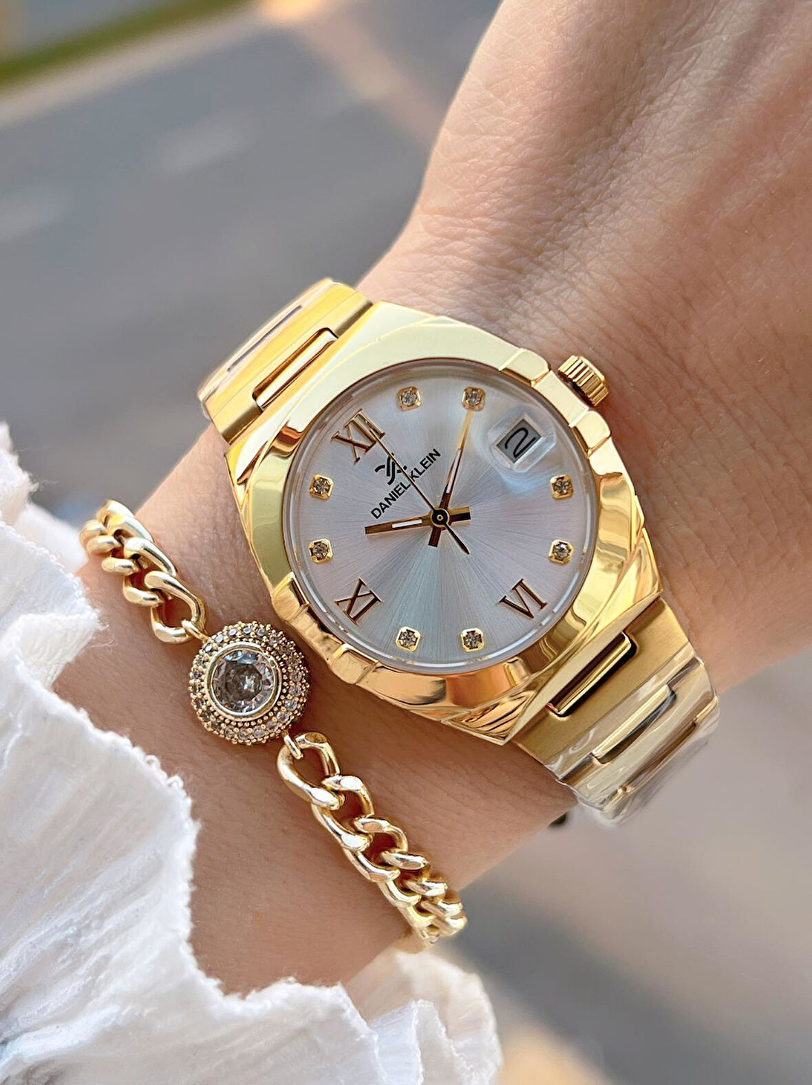 Daniel Klein 2 Yıl Garantili Çelik Kordon 30 Mt Suya Dayanıklı Kadın Kol Saati+Bileklik BF.G.10055.2