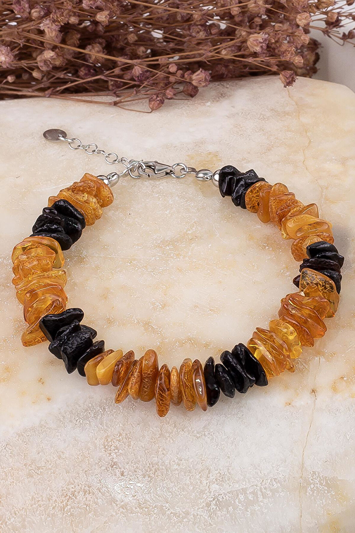 Sertifikalı Kehribar Bileklik ( 925 Ayar Gümüş Aparatlı )