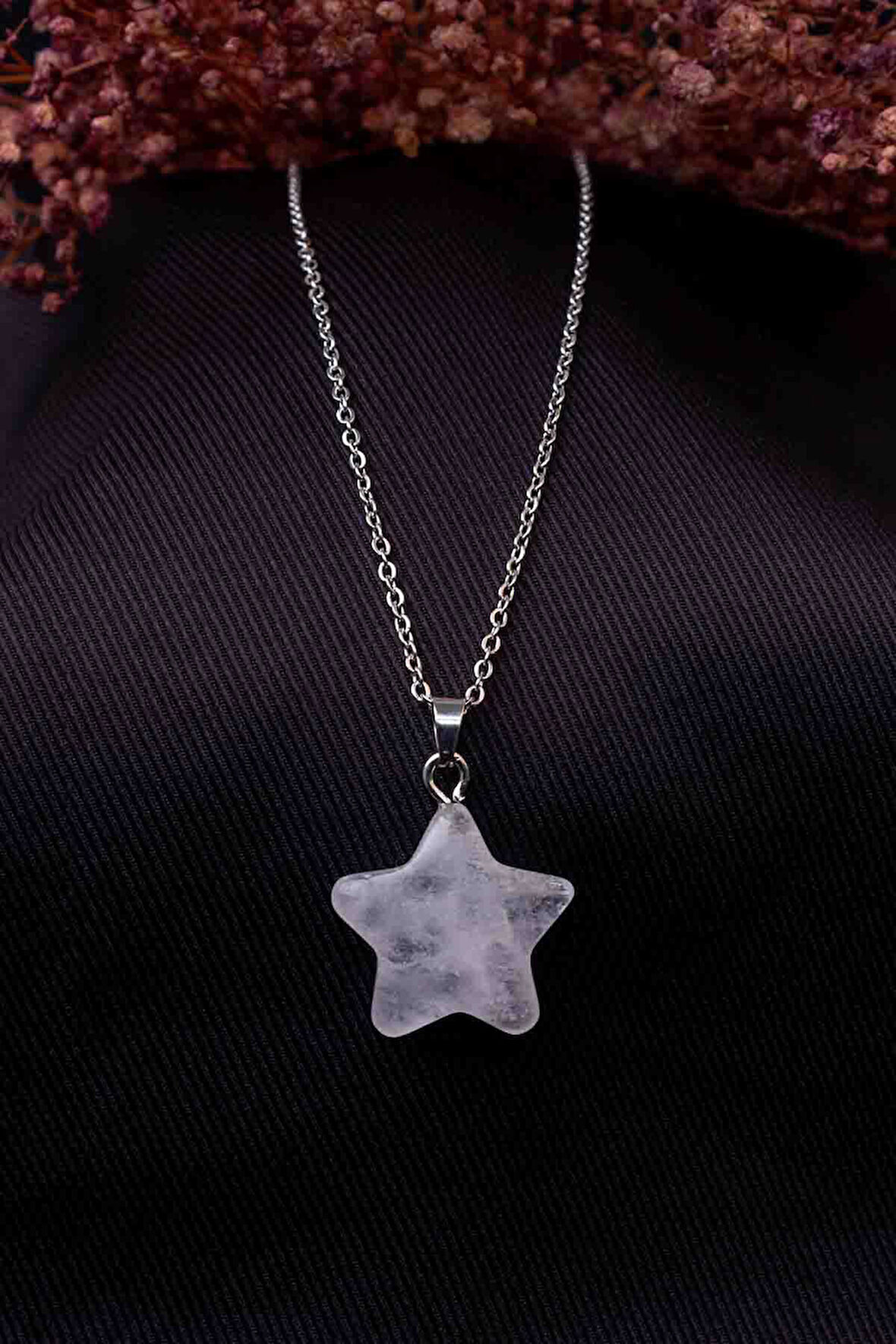 Yıldız Kristal Kuvars Taşı Kolye