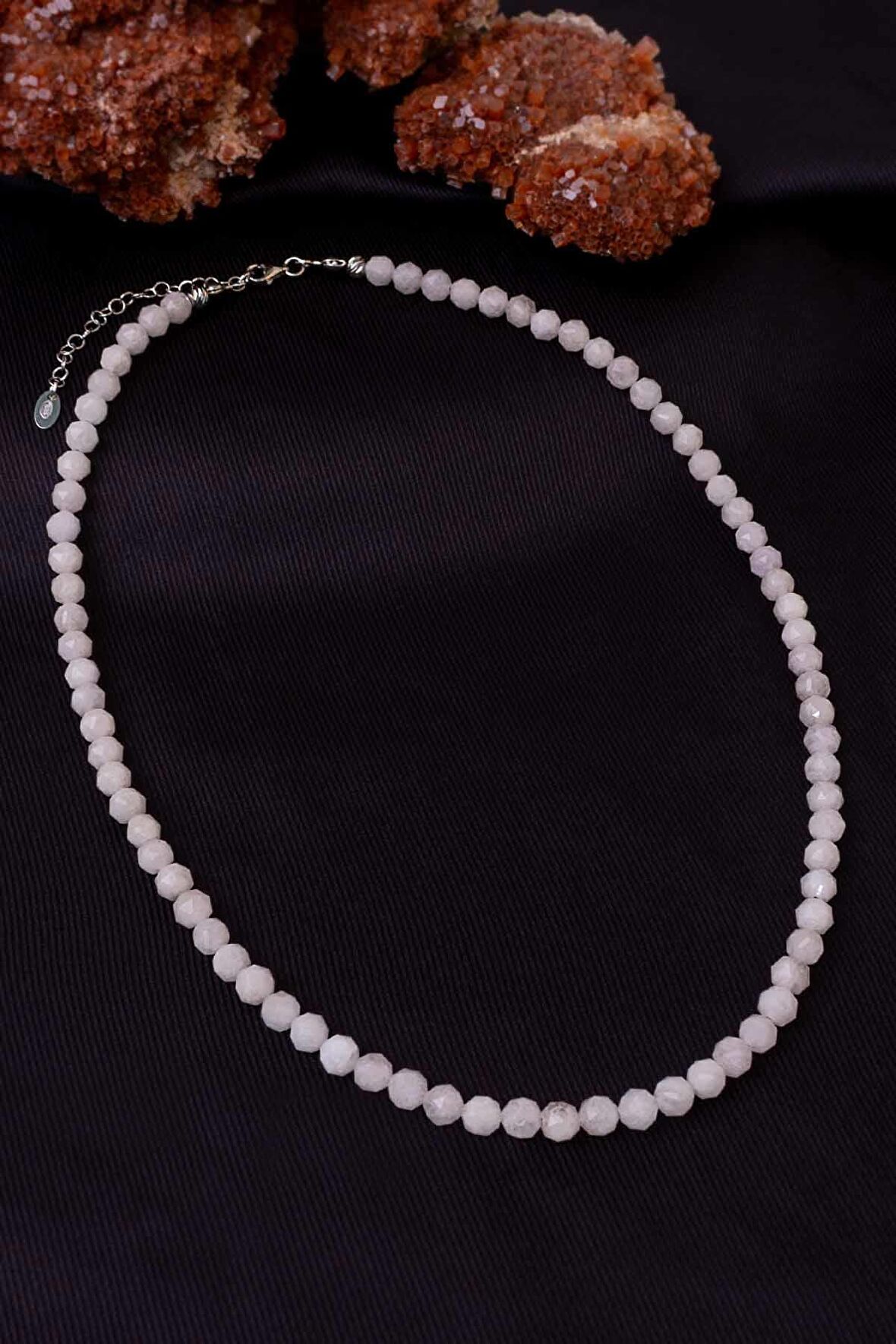 Pembe Kuvars Taşı Kolye ( 925 Ayar Gümüş Aparatlı )