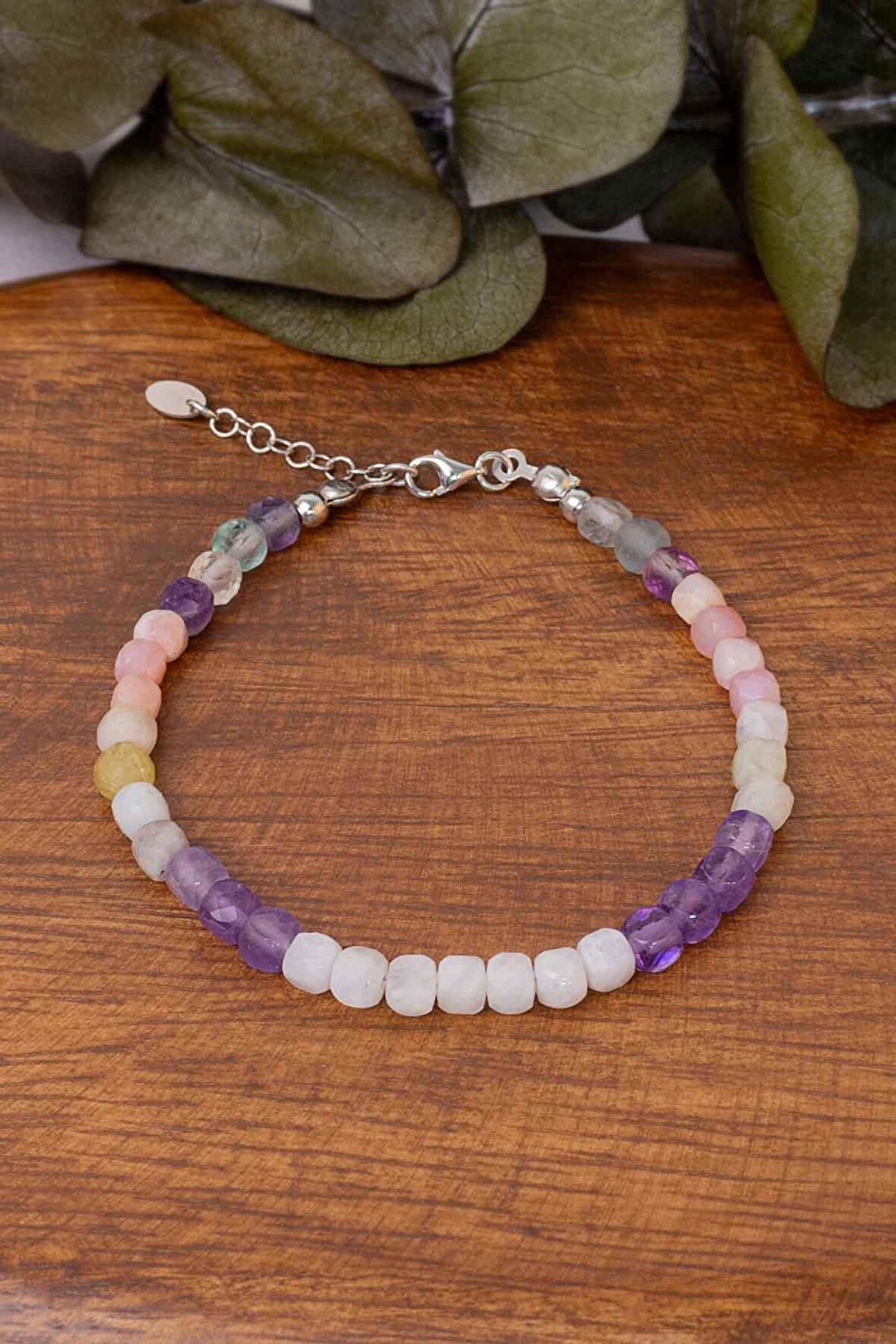 Balık Burcu Doğal Taş Bileklik (925 Ayar Gümüş Aparatlı)