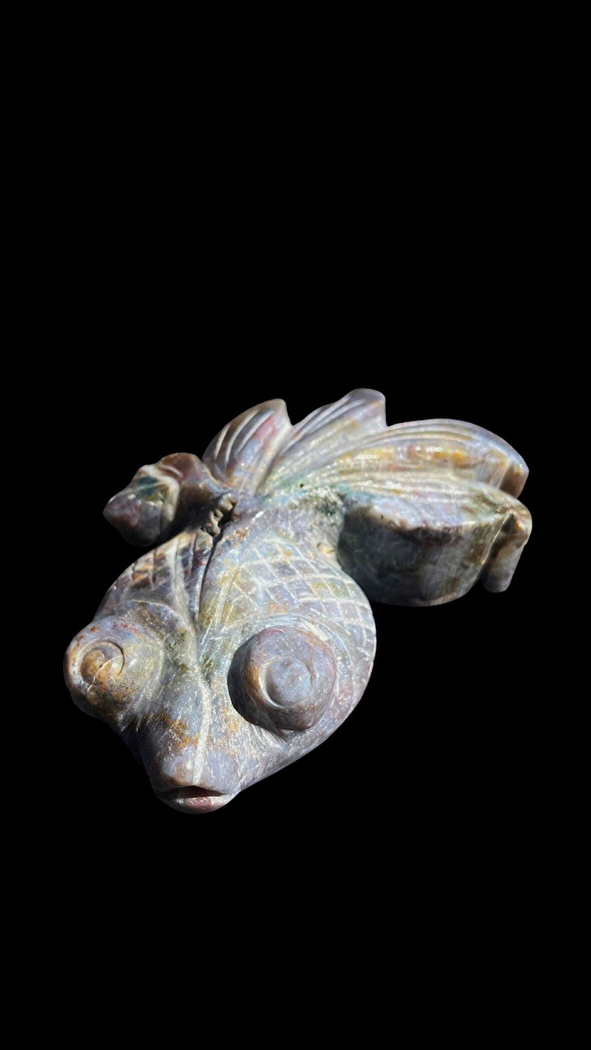 Balık Figürü Yosunlu Akik 