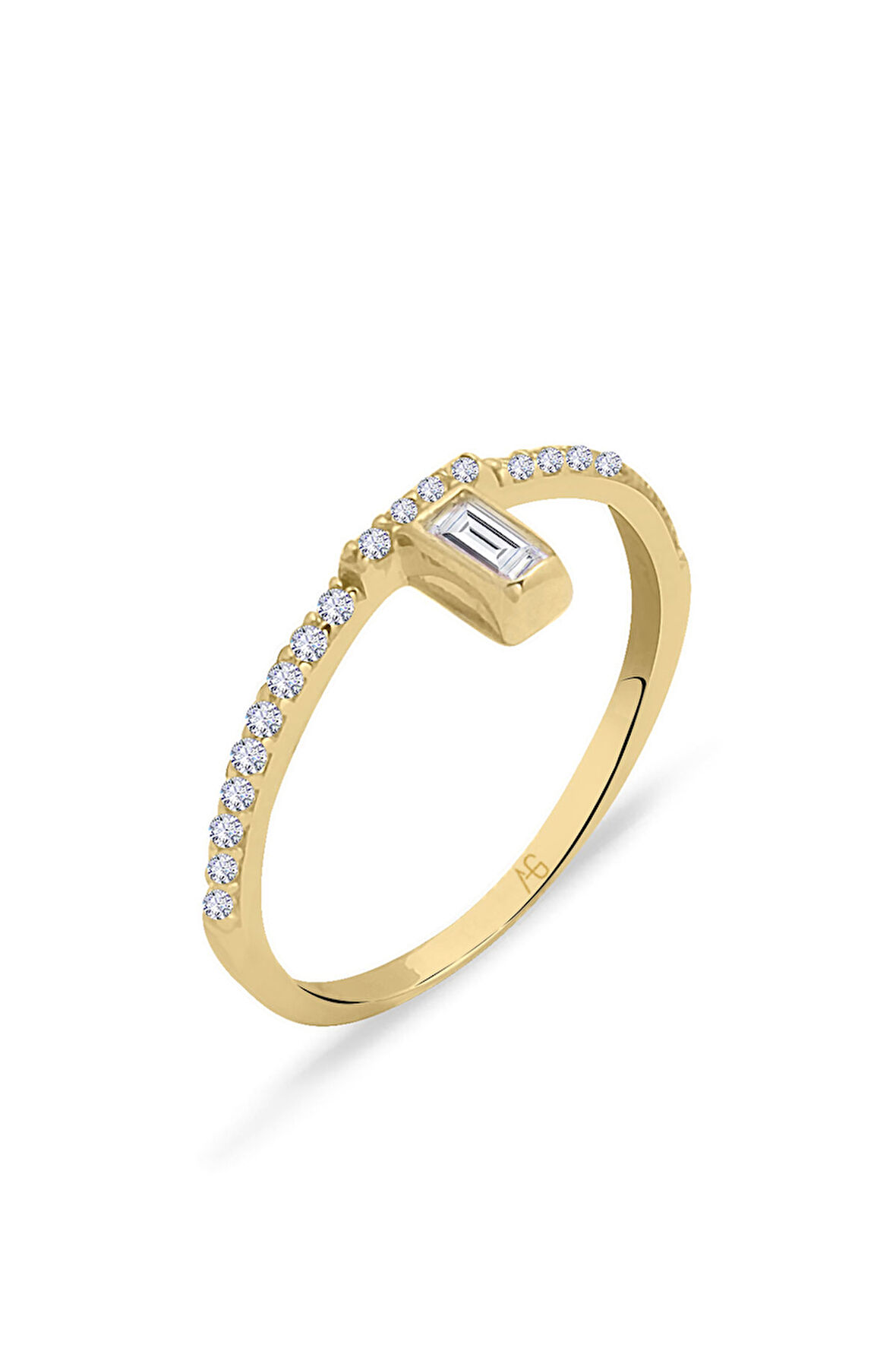 Mini Baget Detaylı Altın Kombin Yüzük