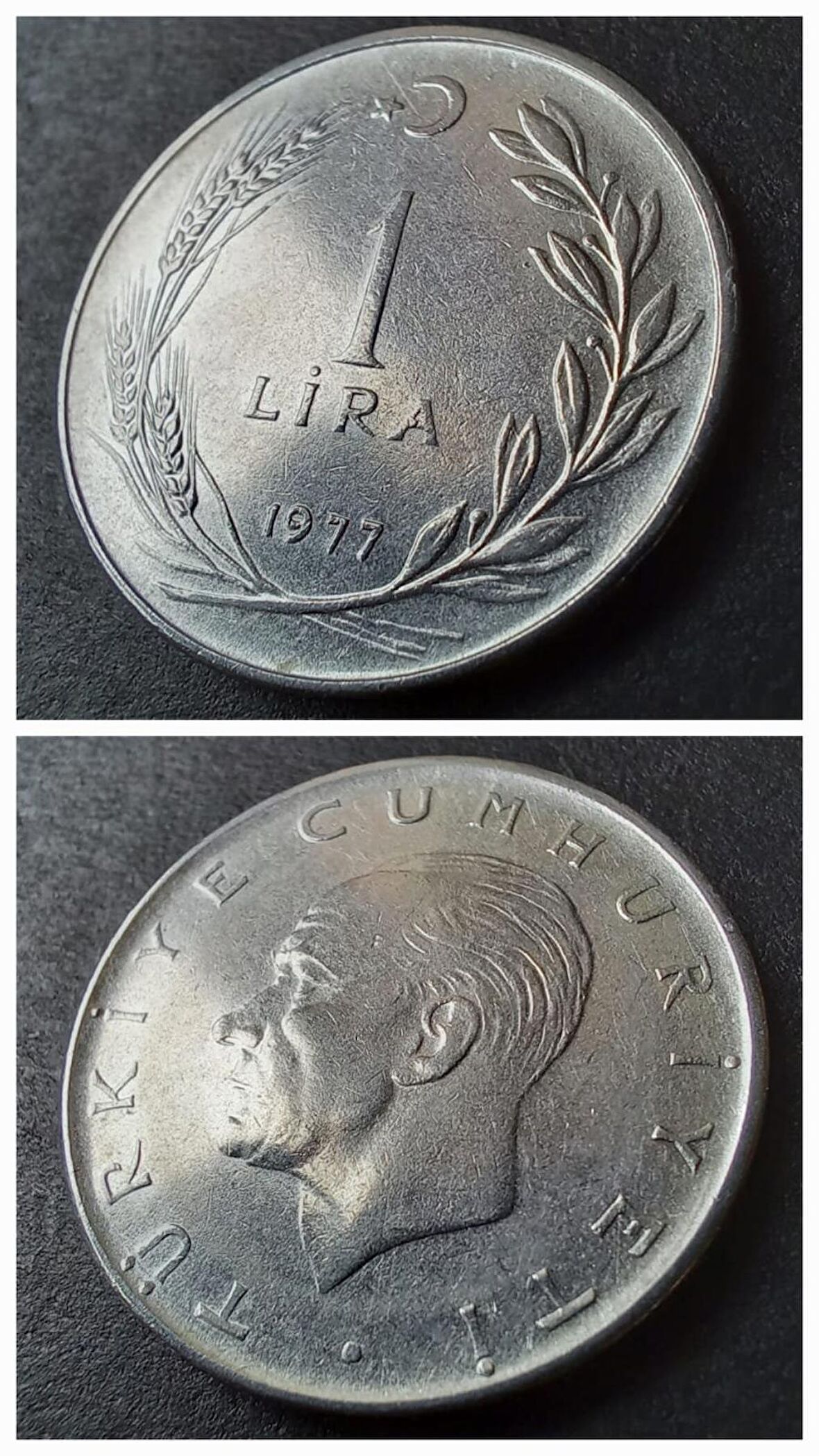 1977 tc Akmonital 1 lira ÇA+ eski madeni para