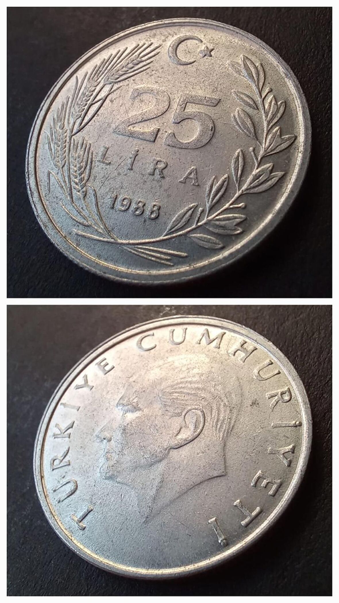 1988 alüminyum 25 lira ca/çil eski madeni para - 399636630dde2754a4