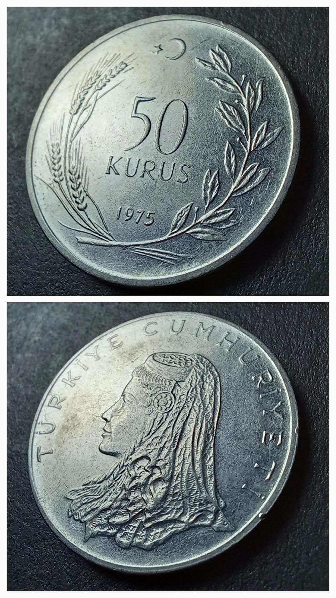 1975 Akmonital 50 Kuruş ÇÇT+/ÇA Eski Madeni Para