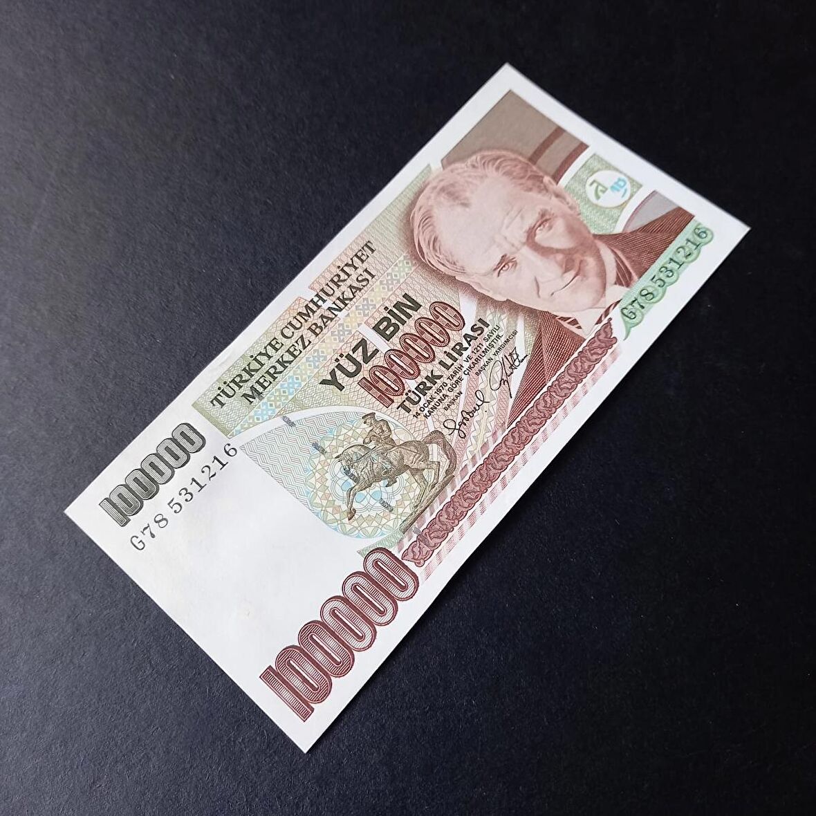 7.emisyon 100 bin tl ÇİL eski kağıt para - 39963663d283ee5a0a