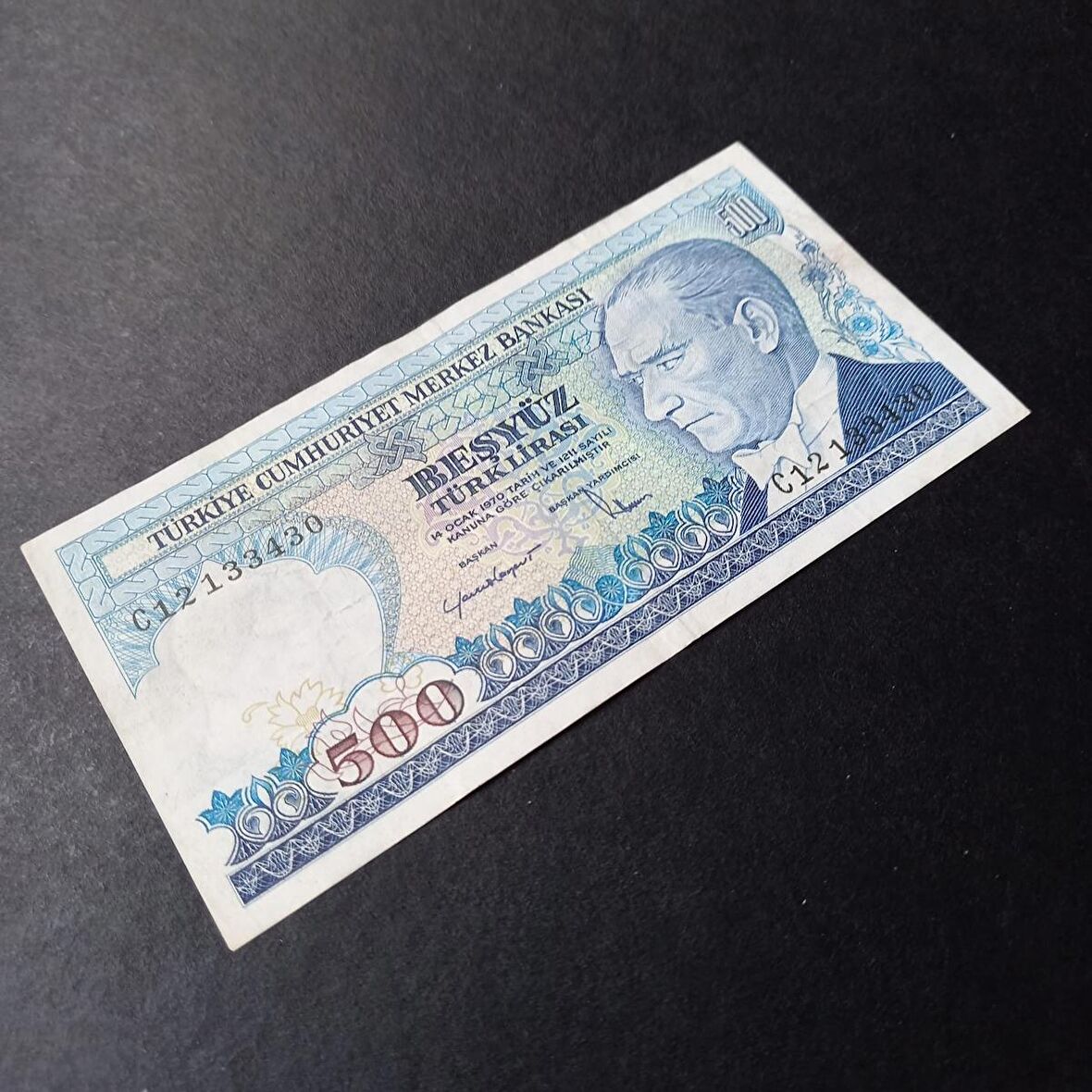 7.Emisyon 500 türk lirası Nadir filigran ÇT/ÇT+ eski kağıt para - 399636648b45b157dc