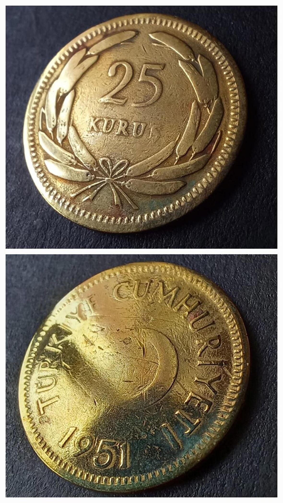 25 Kuruş 1951 Değerli yıl ÇT+ eski madeni para - 399636668841277c78