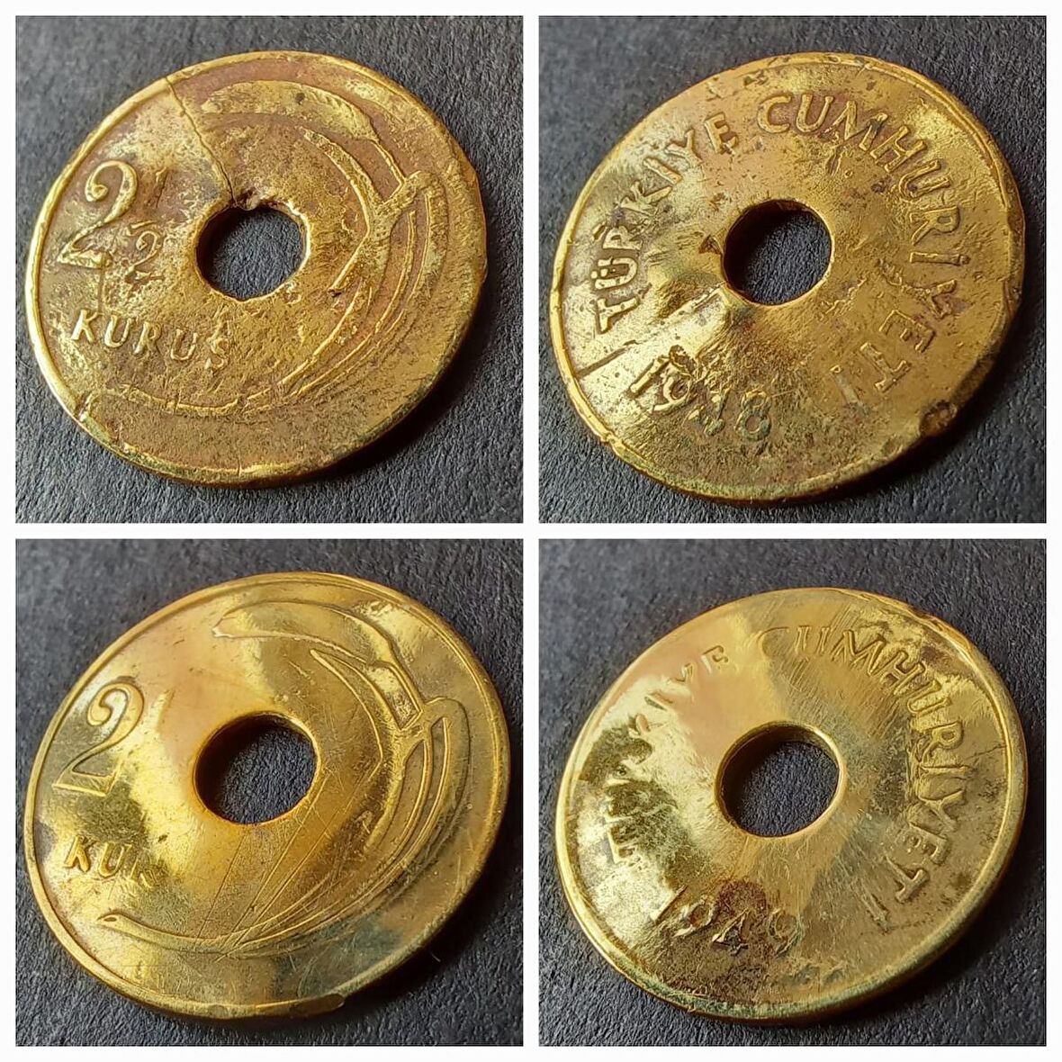 1948/1949 Delikli 2½ Kuruş HALİYLE/TEMİZ eski madeni para - 39963666b0df373a5d