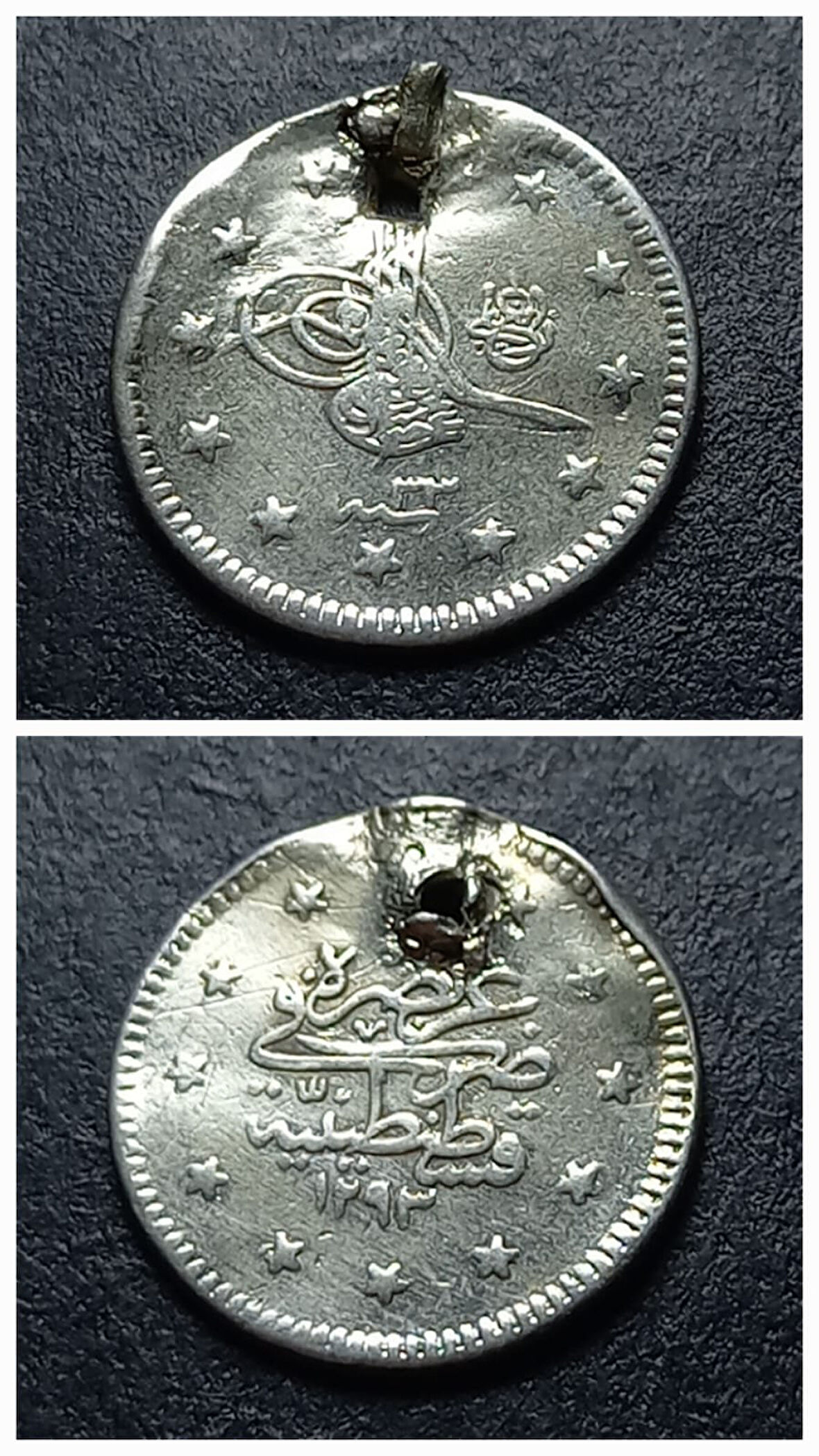 Escoines Koleksiyon 1293/33 (1908) II.Abdülhamid Delikli 1 Kuruş  1,16Gram Gümüş 39963668b2a36e528a