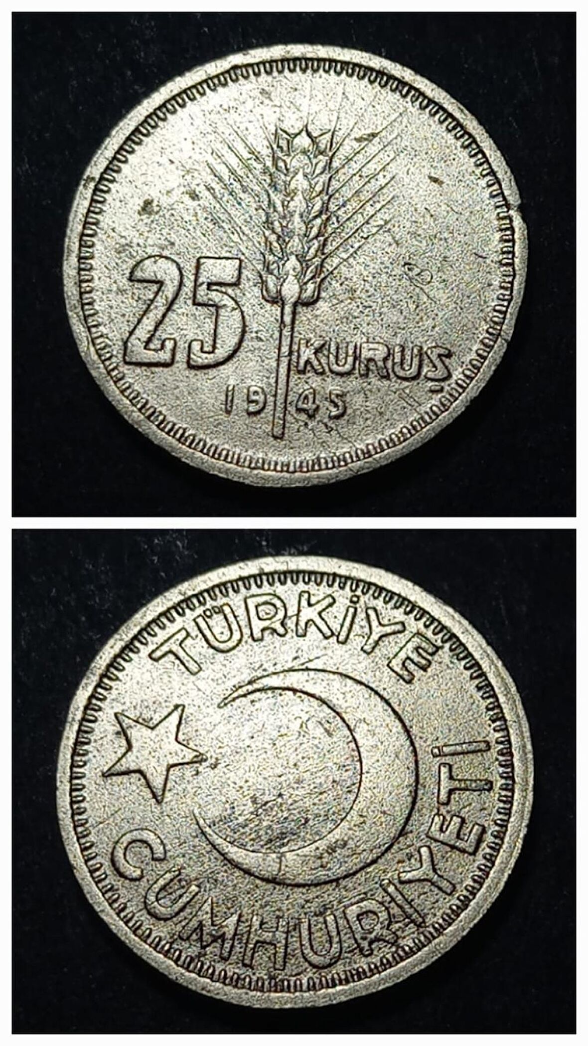 Escoines Koleksiyon 25 Kuruş 1945 ÇİL eski madeni para %80 Bakır - 39963668c90e5bab2f