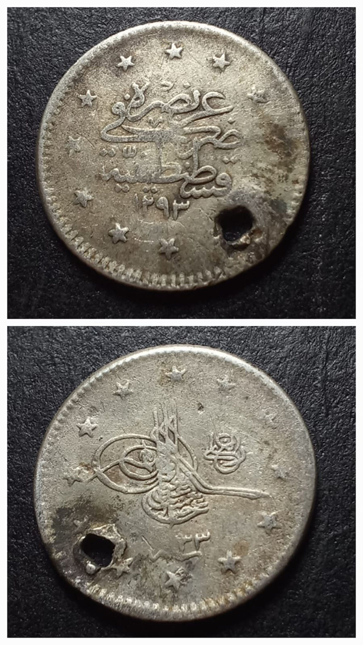 Escoines Koleksiyon 1293/33 1908 2.Abdülhamid Delikli 1Kuruş 1,10 Gram Gümüş 3996366926b4a8c1a0