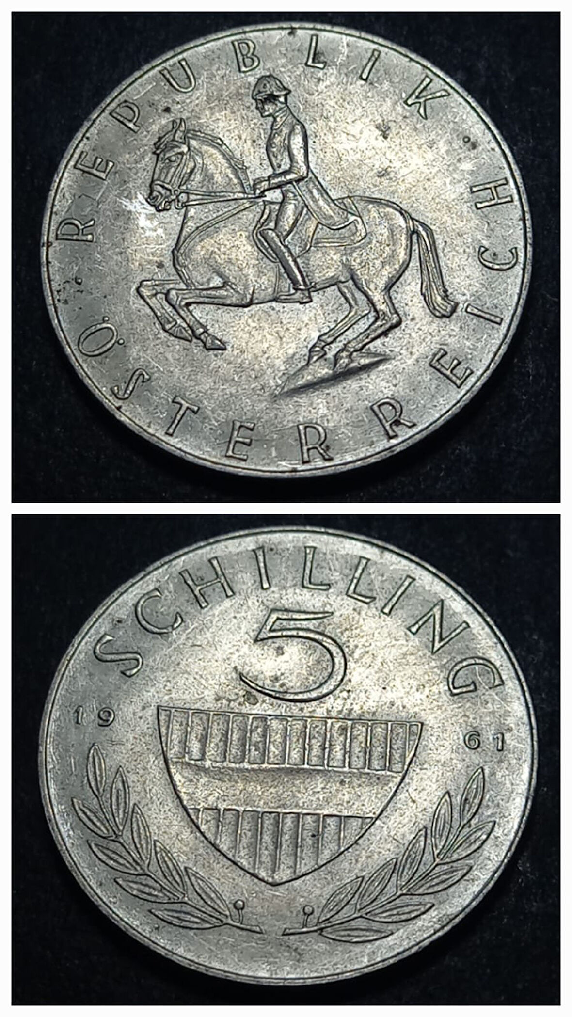 Escoines Koleksiyon 5,22 Gram ÇÇT+ 1961 Avusturya 5 Shilling Gümüş eski yabancı madeni para