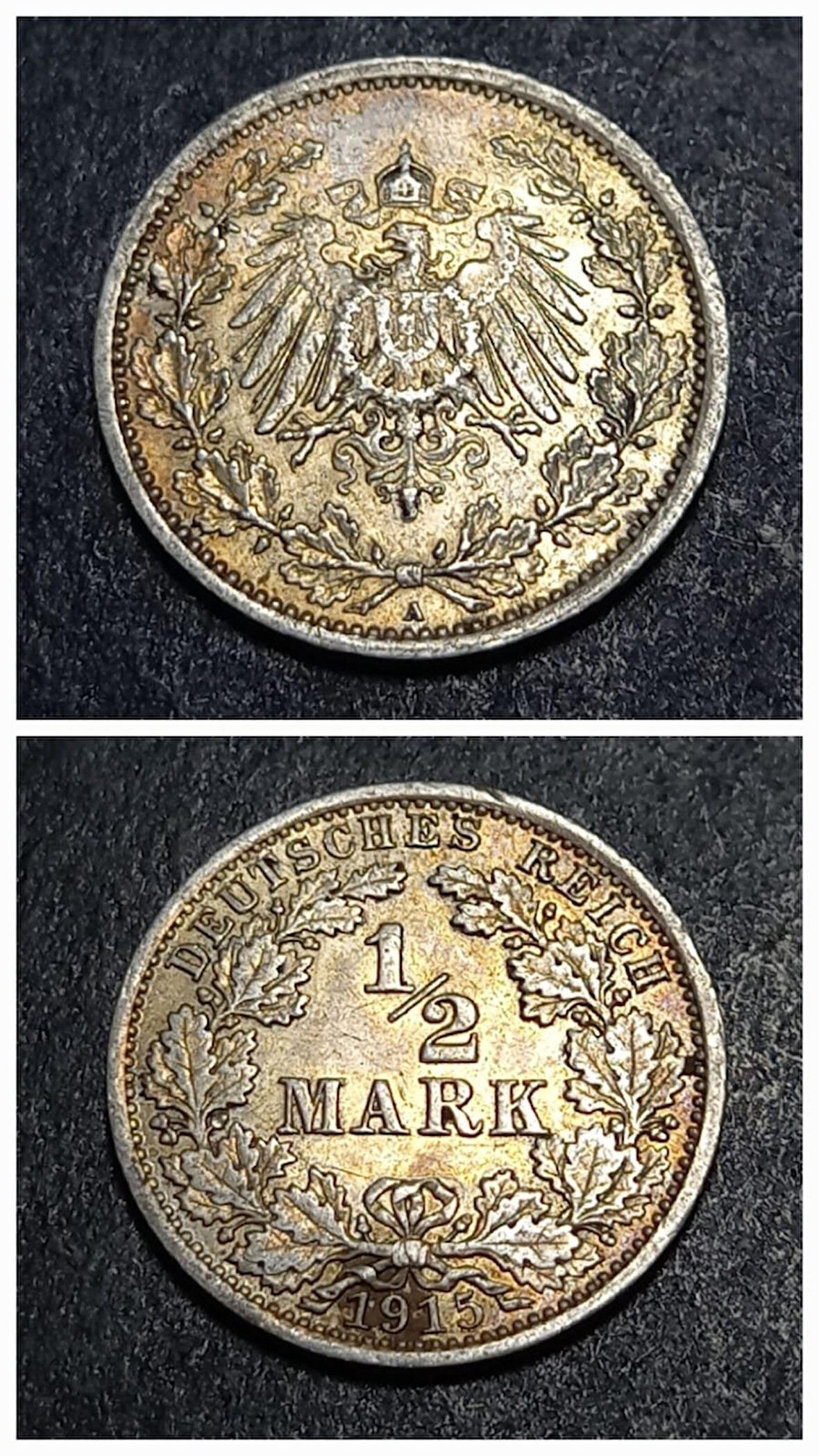 Escoines Koleksiyon 3996367671ba78f9a3 1915 Almanya ½Mark 2,79gram Gümüş ÇÇT+/CA eski madeni para