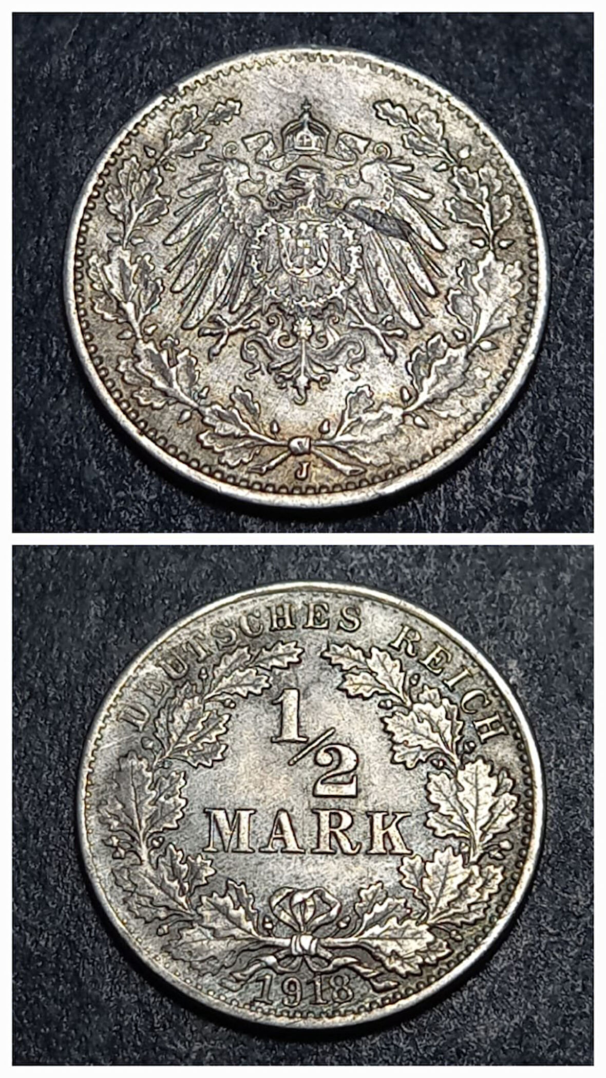 Escoines Koleksiyon 9963676721f0db0b5 1918 Almanya ½Mark 2,8gram Gümüş ÇÇT+ eski yabancı madeni para