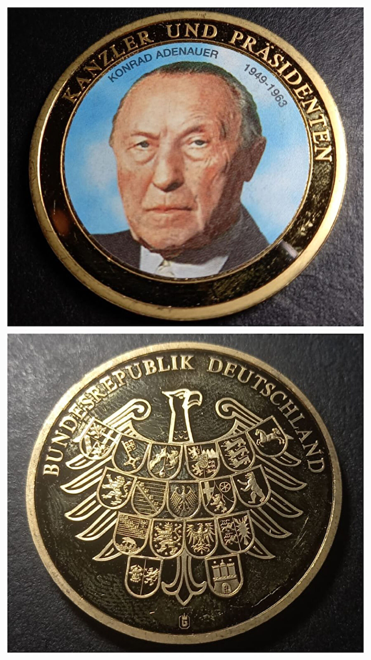 Escoines Koleksiyon 39963676ac1b76c1da Almanya, Şansölye Konrad Adenauer Hatıra Madalya 28Gr. / 40mm