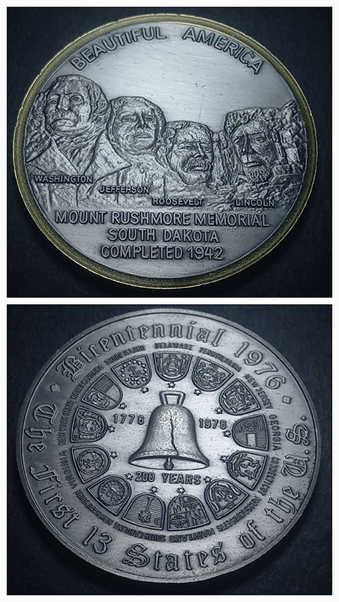 Escoines 1976 Amerikanın Bağımsızlık Bildirgesi 200.Yılı Rushmore Dağı Hatıra Madalya 48Gram 50mm