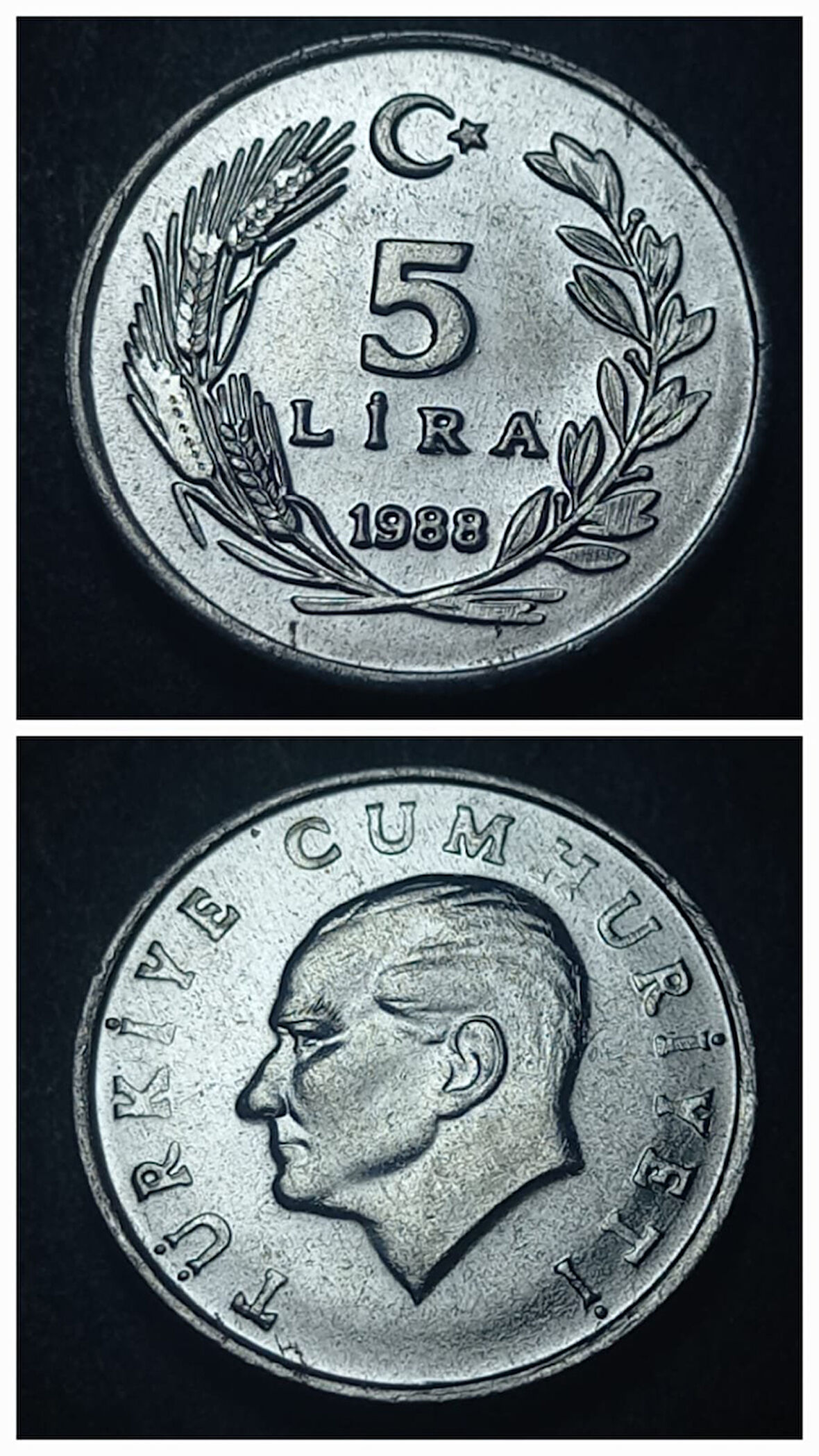 Escoines Koleksiyon 39963679f9355a8aa3 1988 Alüminyum 5Lira Az çıkar ÇİL eski madeni para