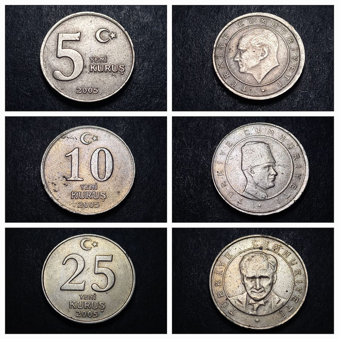 Escoines Koleksiyon 2005/2006/2007 5/10/25 yeni Kuruş 9'lu Takım ÇT+/ÇİL eski madeni para