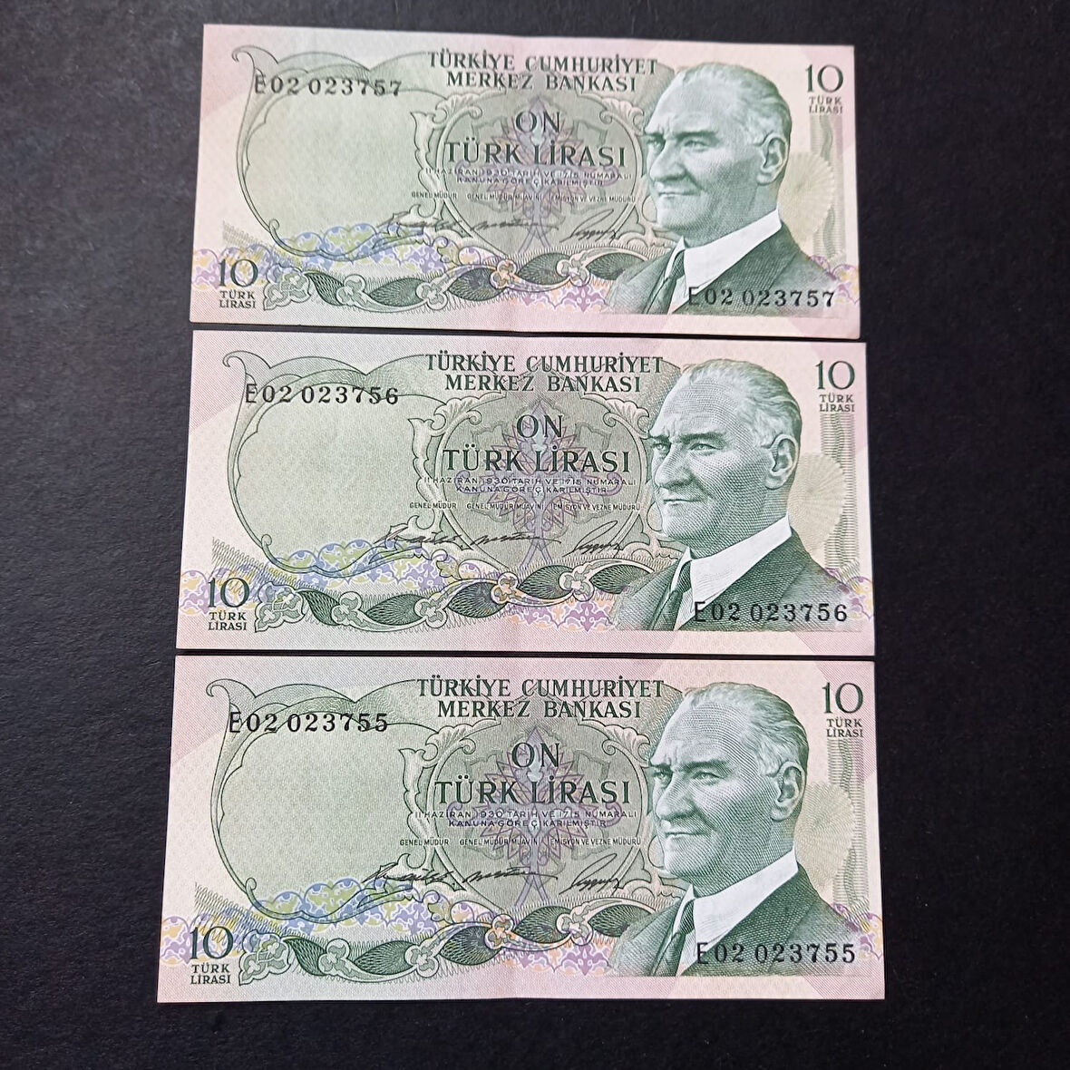 Escoines Koleksiyon 3996367e222ebcb558 10Lira Seri takipli ÇT/ÇÇT 3'lü 6.Emisyon 1.Tertip eski para