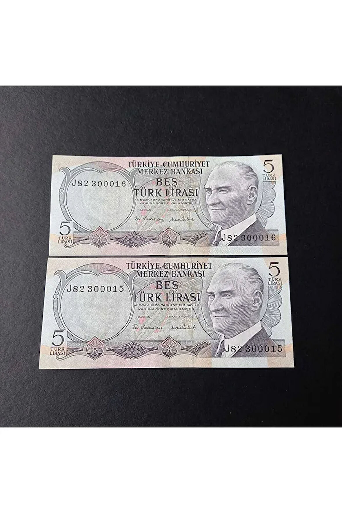 Escoines Koleksiyon 3996367e238514dc9f 6.emisyon 5türk lirası seri takipli 00015-00016 ÇİL eski para